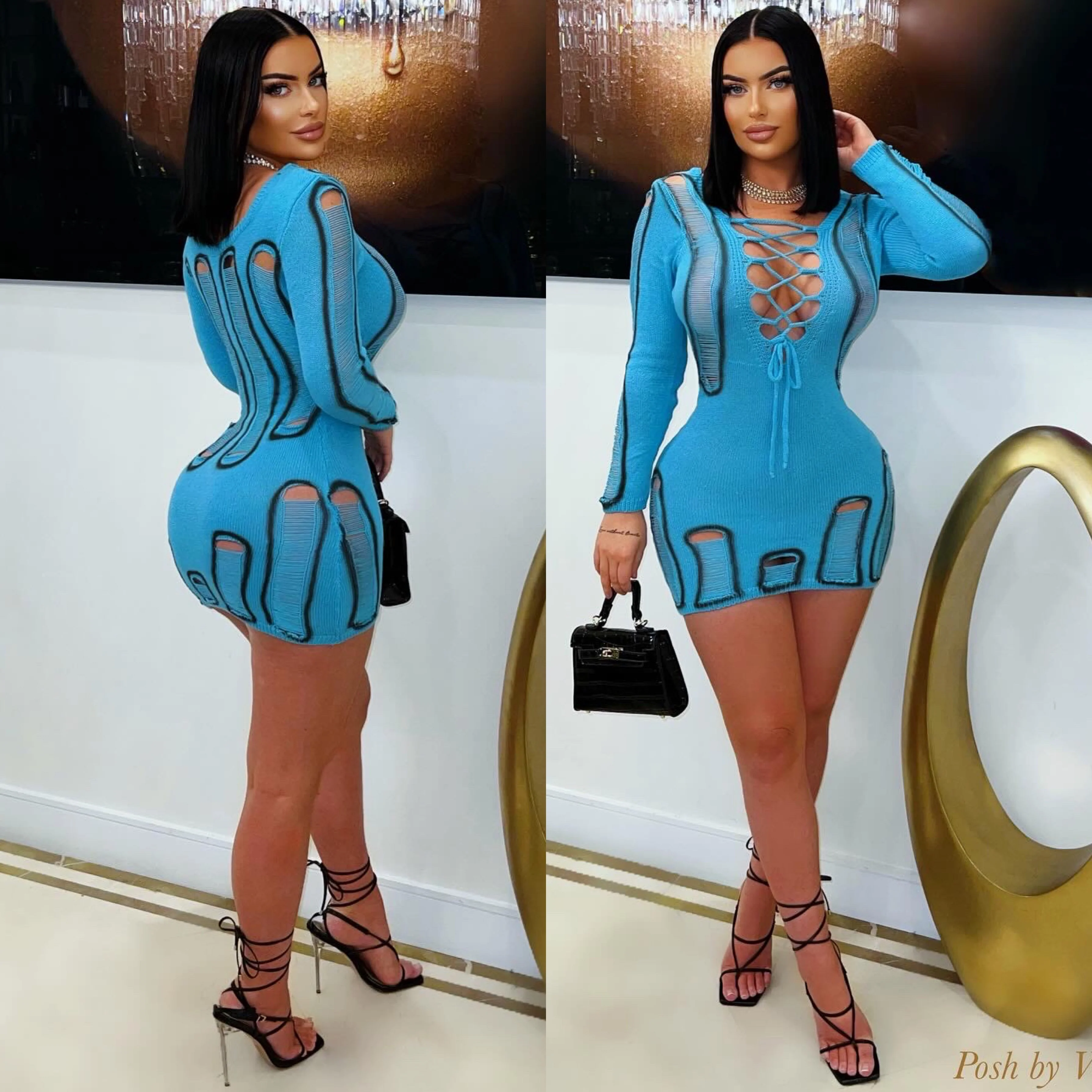 Alia knit dress (Blue/black)