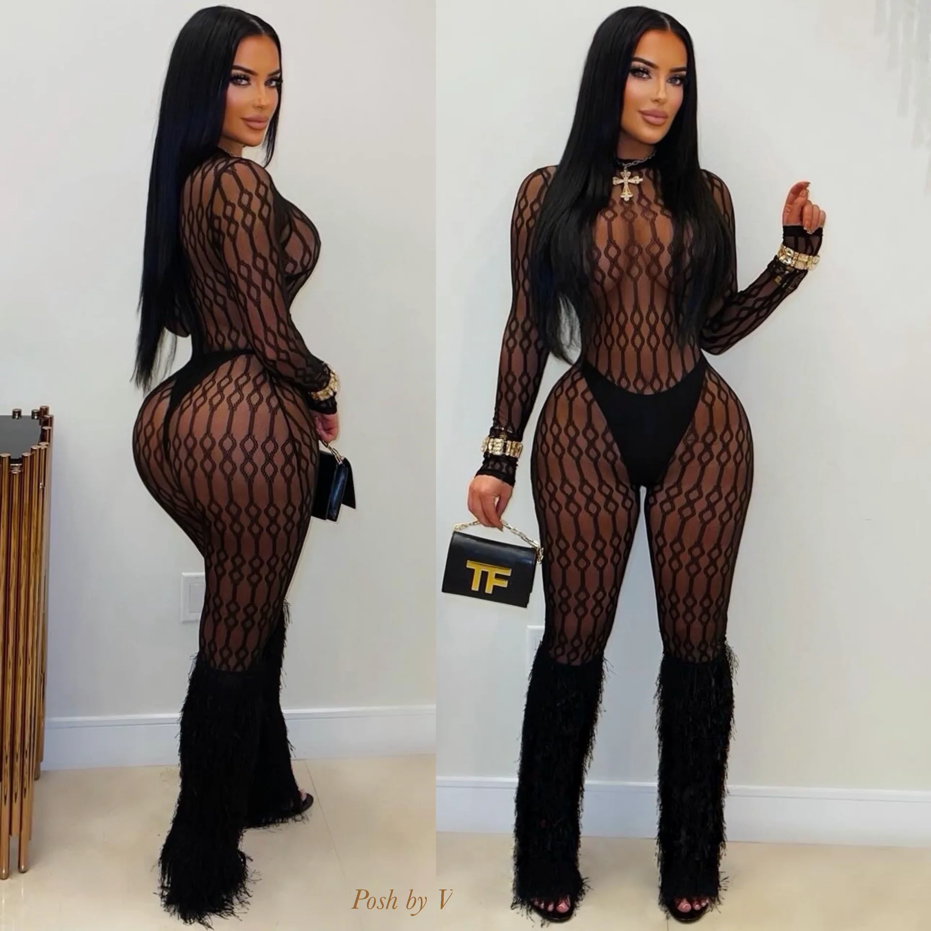 Aluna fringe jumpsuit (Black)