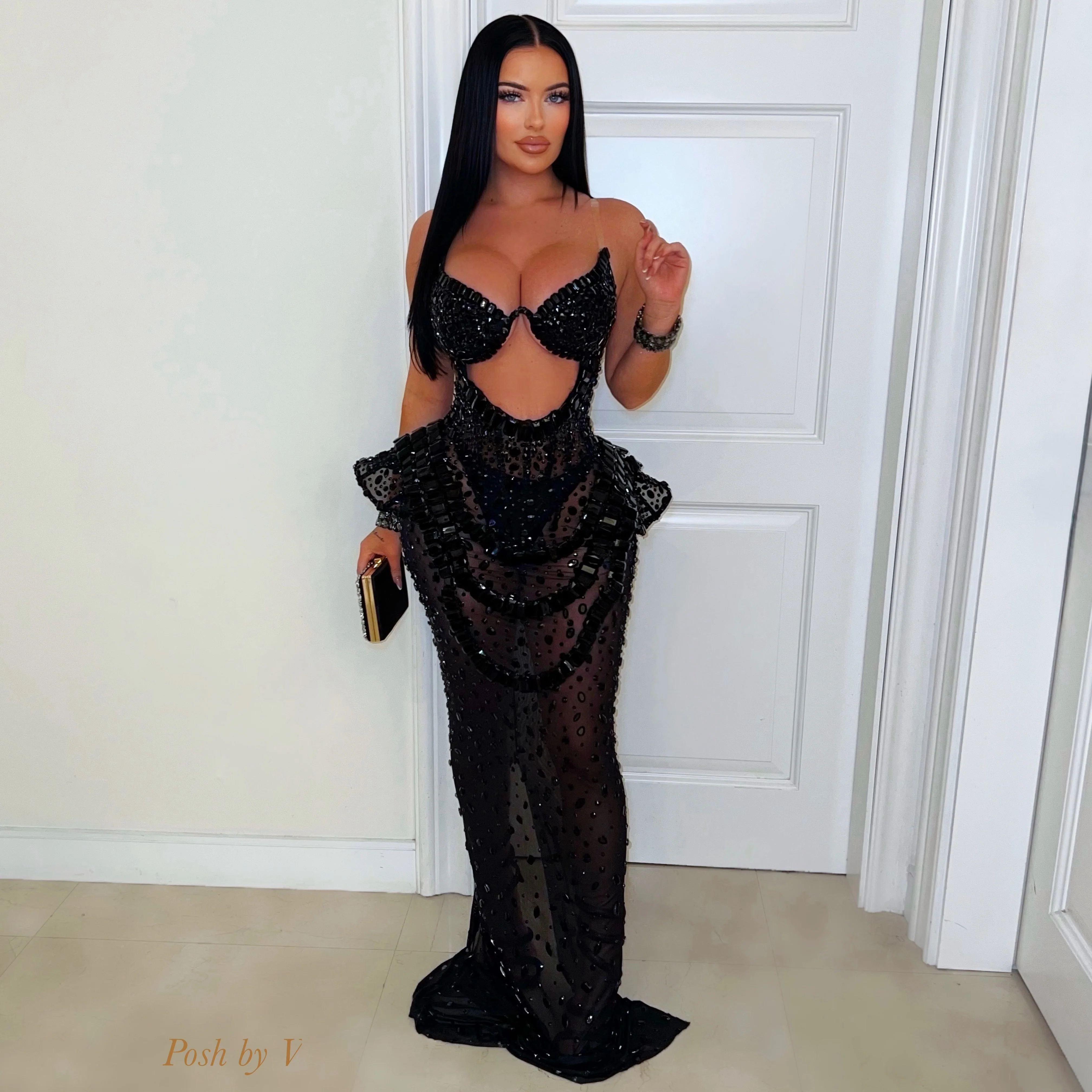 Anaija crystal dress (Black)