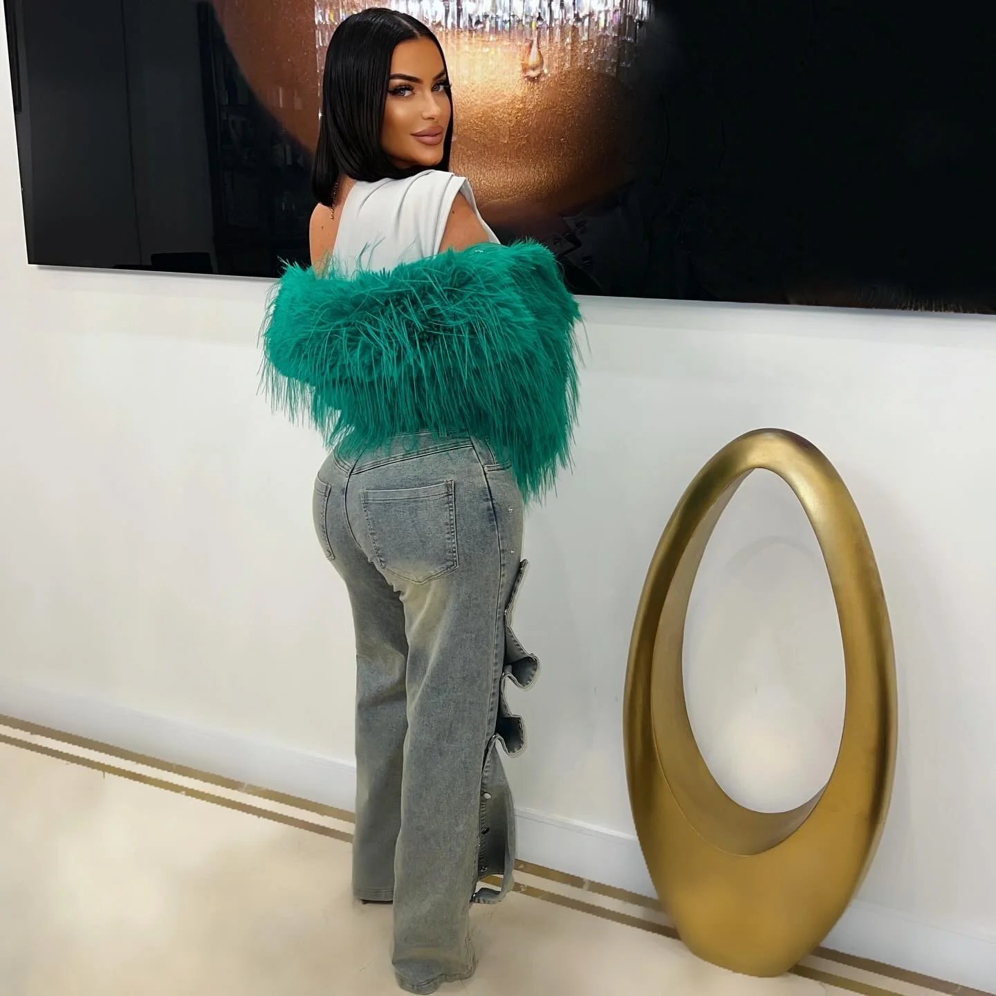 Azar fur jacket (Green) - Image 2