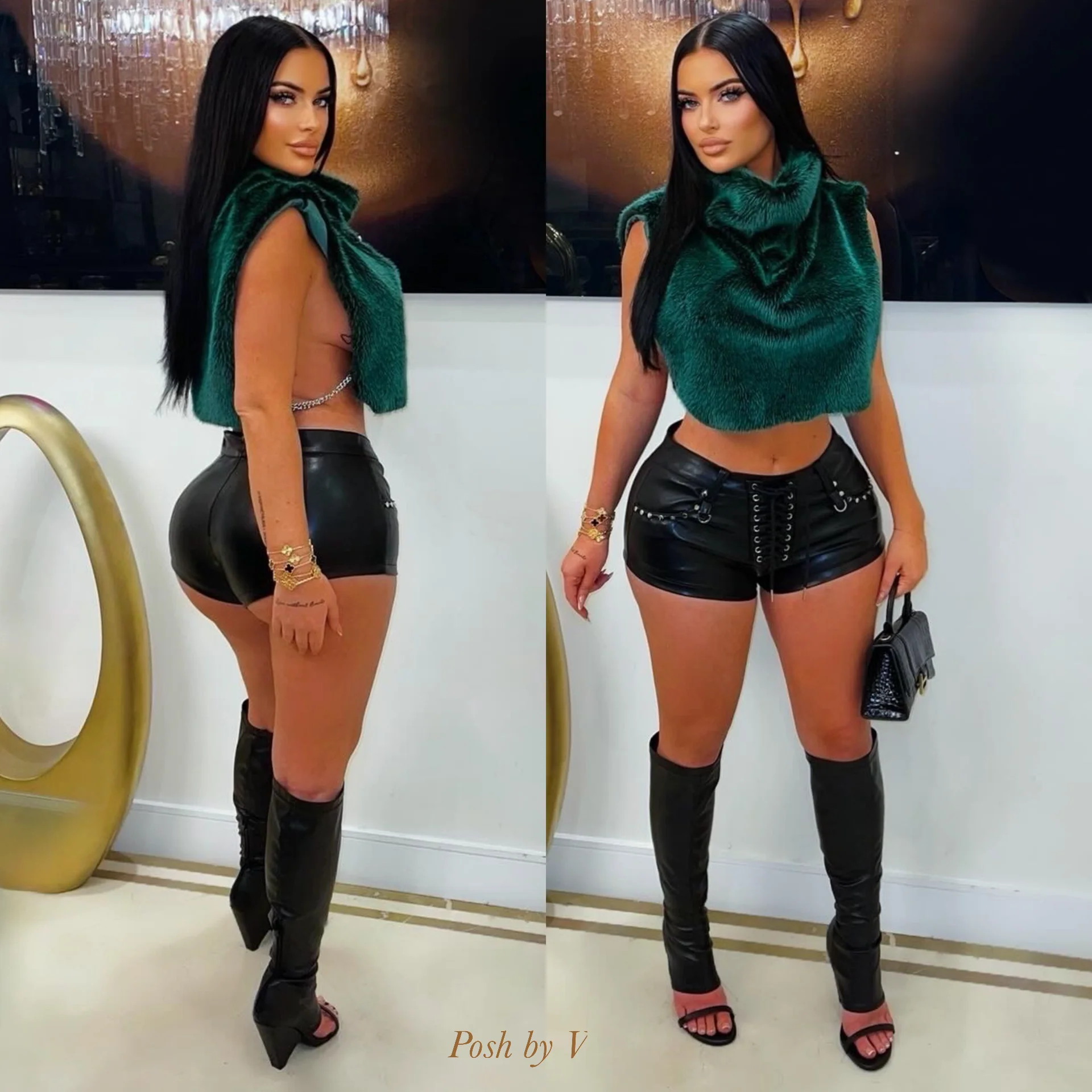 Azika leather shorts (Black) - Image 2