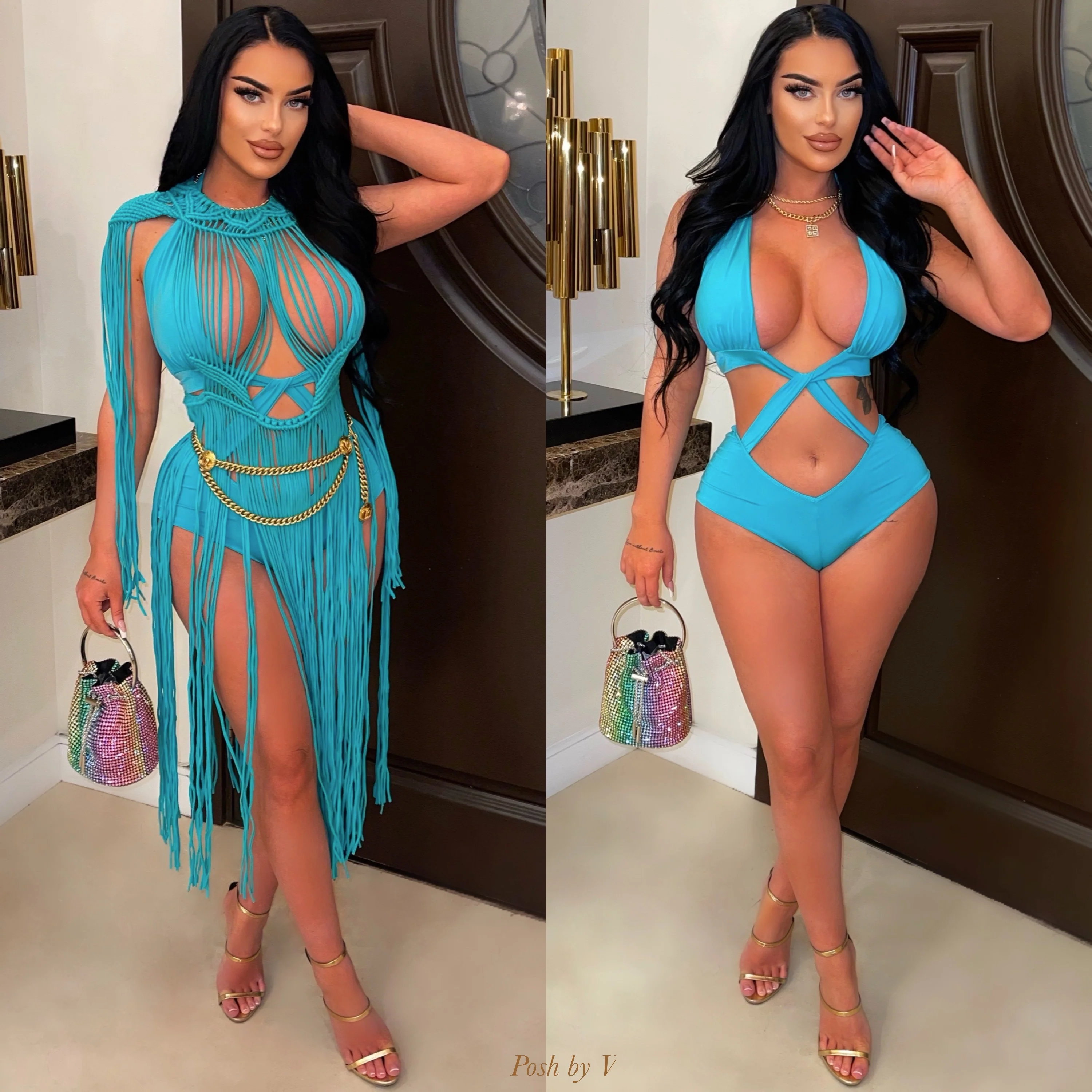 Bahia monokini/ tassel dress set (Black) - Image 2