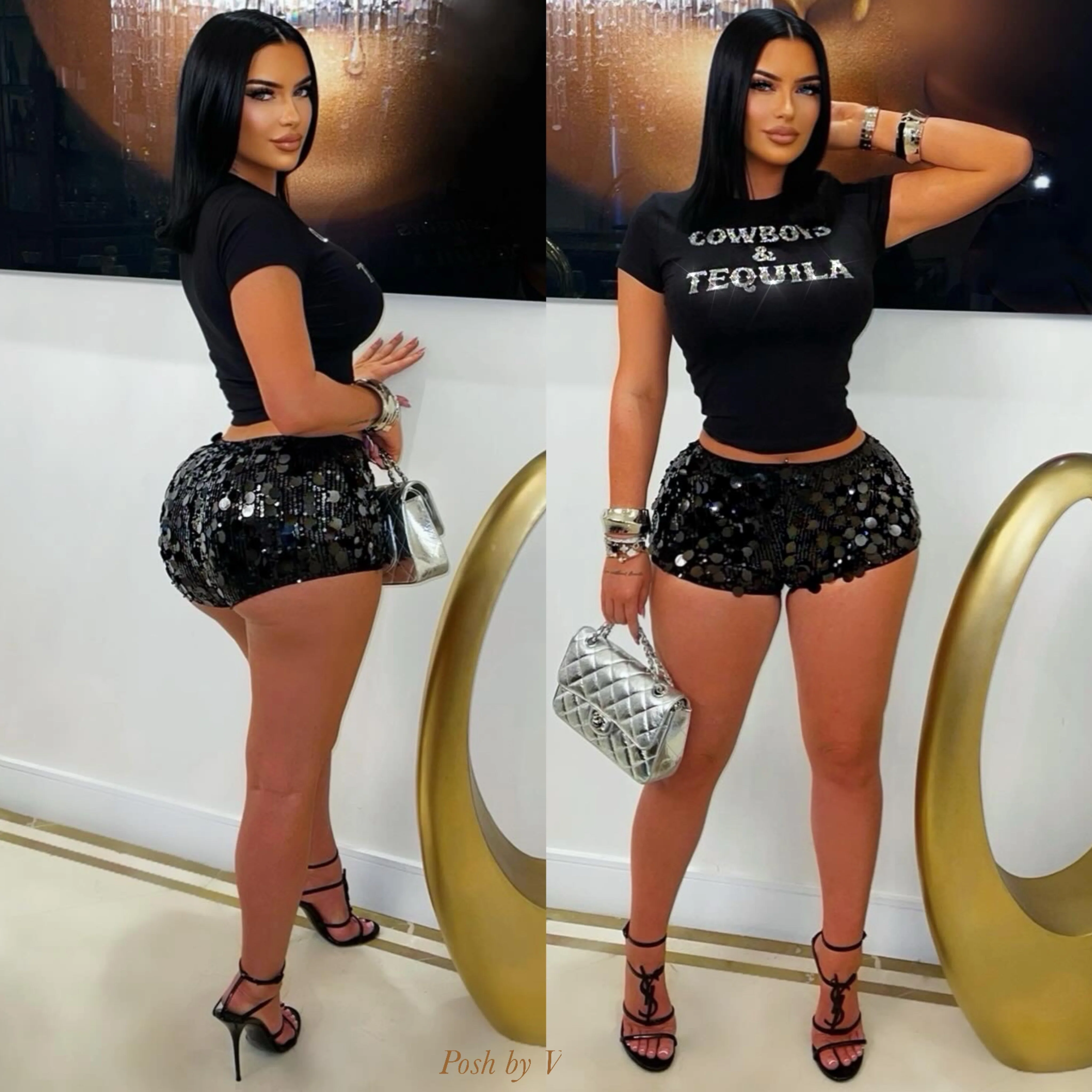 C&T glam shorts set (Silver) - Image 2