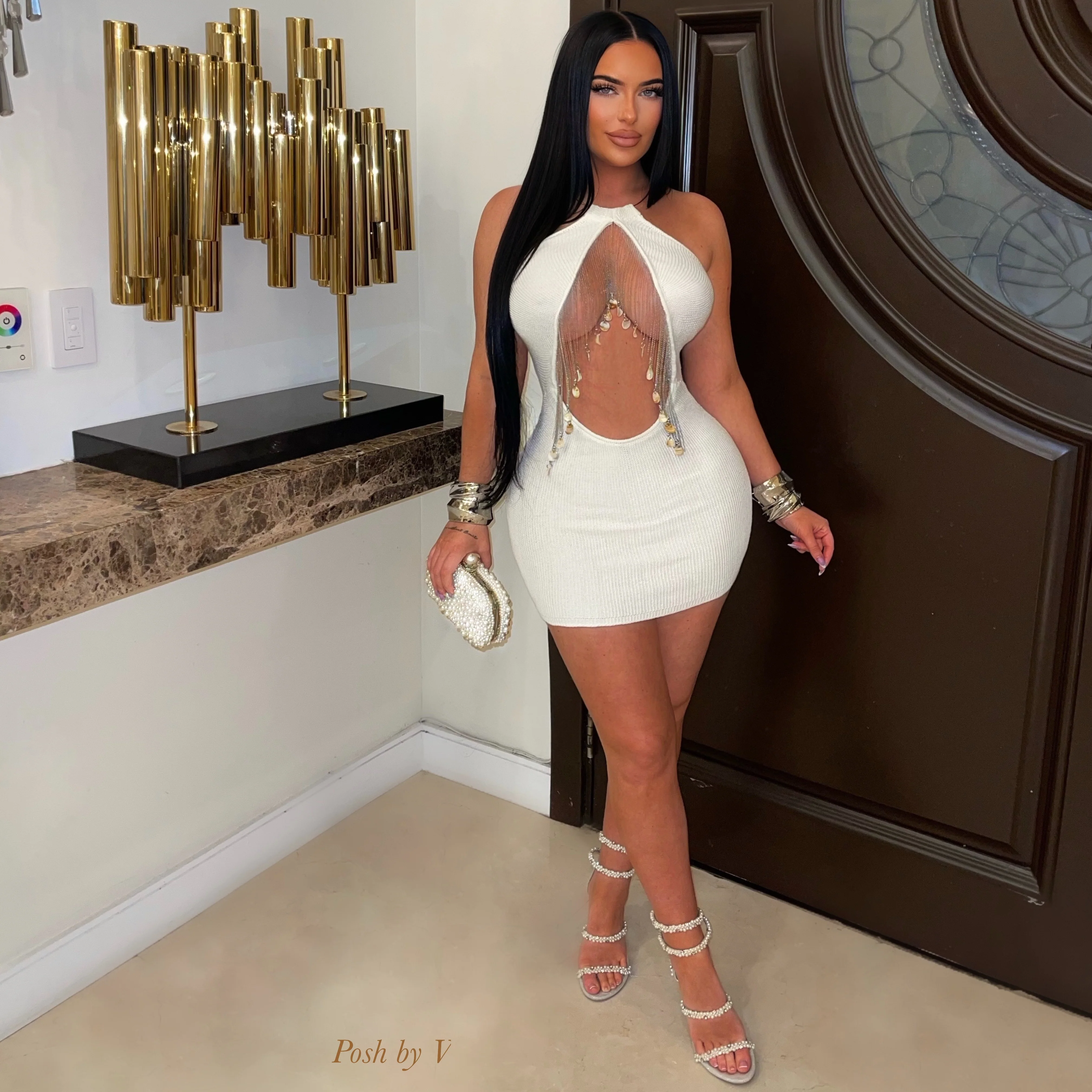 Calua chain mini dress (Ivory)