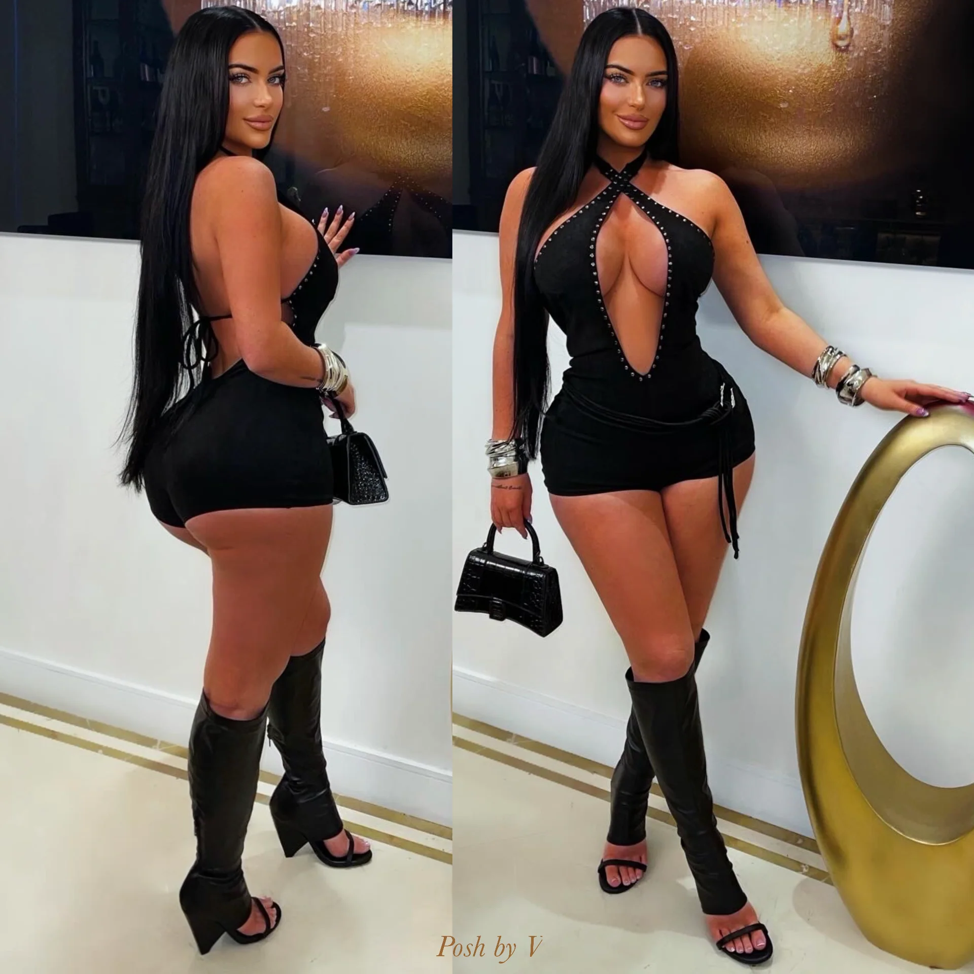 Carini stud romper (Black)