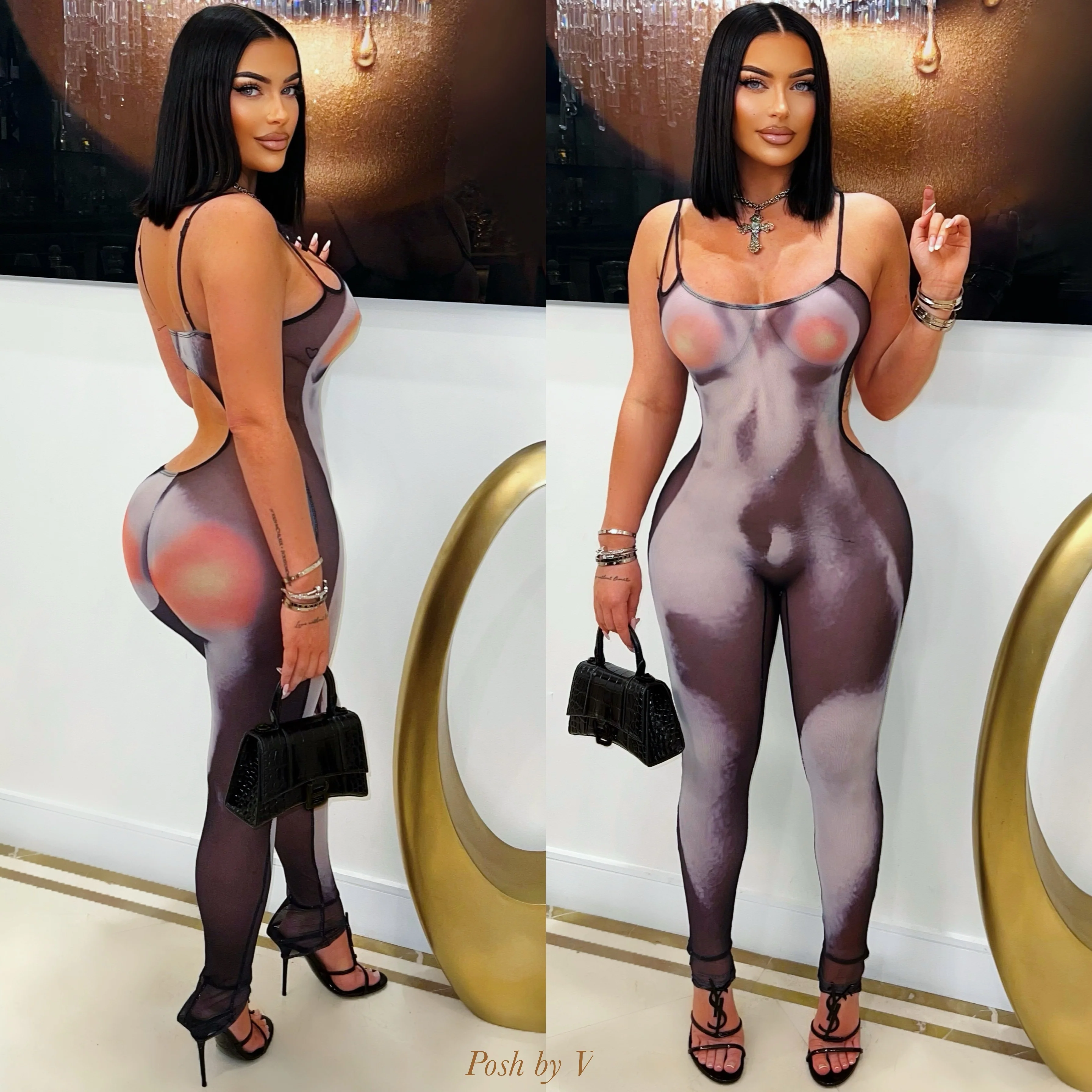 Cosmo body jumpsuit (Grey/black)