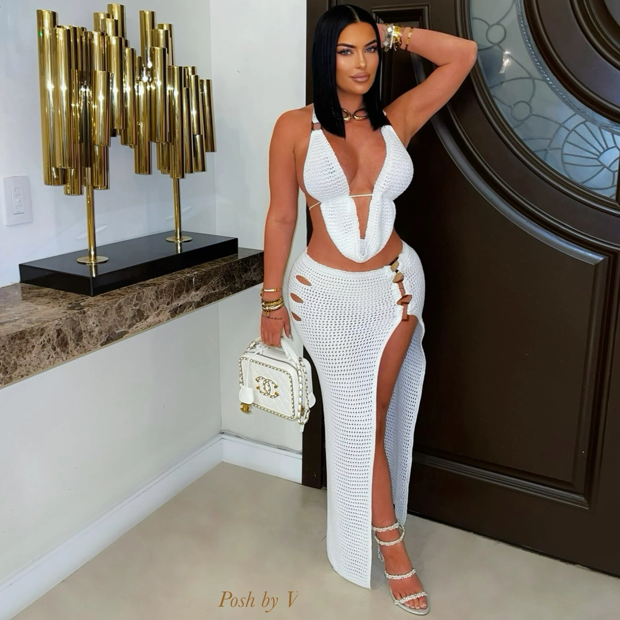 Dyla crochet skirt set (White)