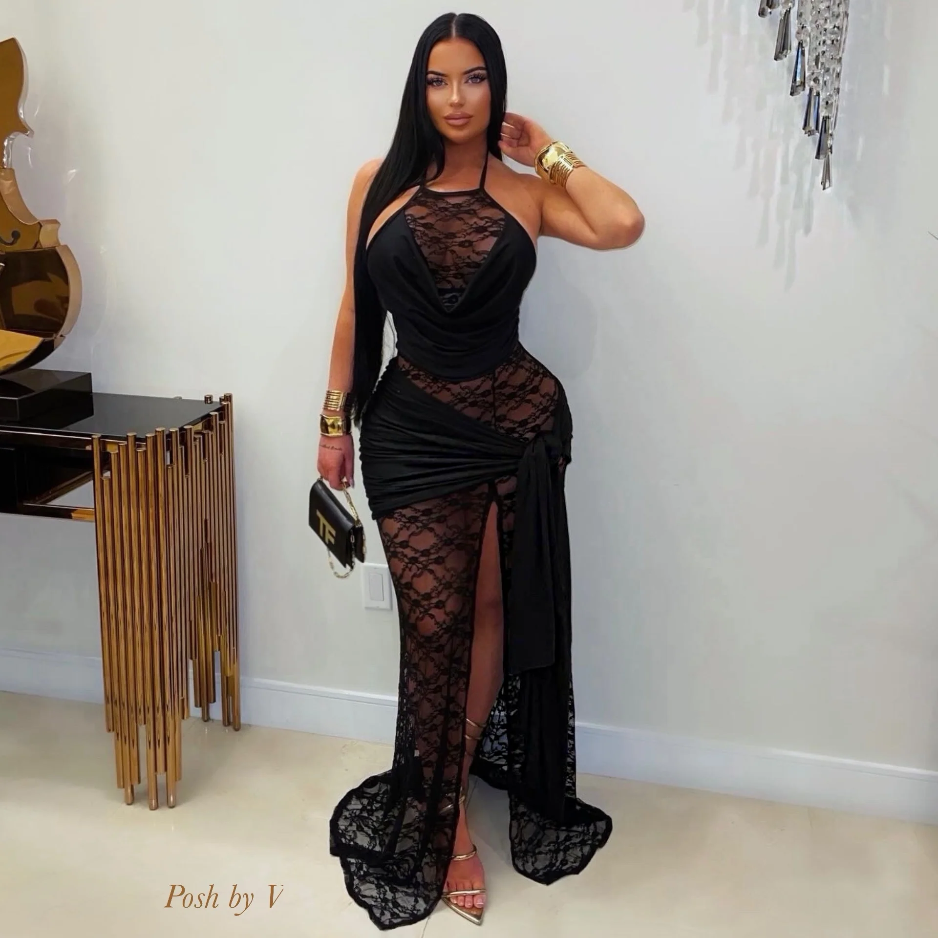 Etna lace maxi dress (Black)