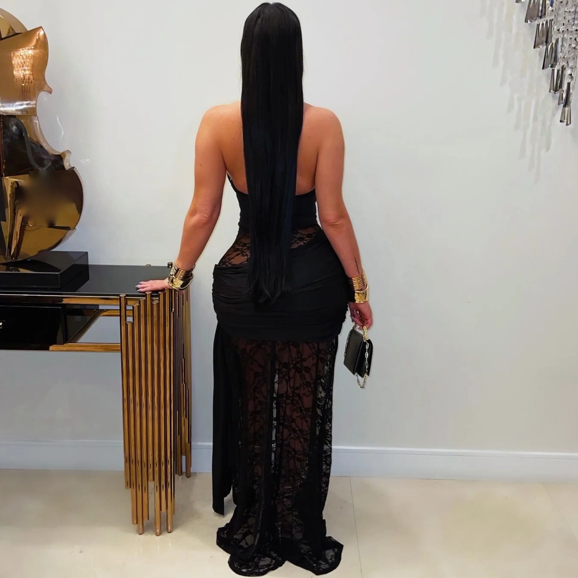 Etna lace maxi dress (Black) - Image 2
