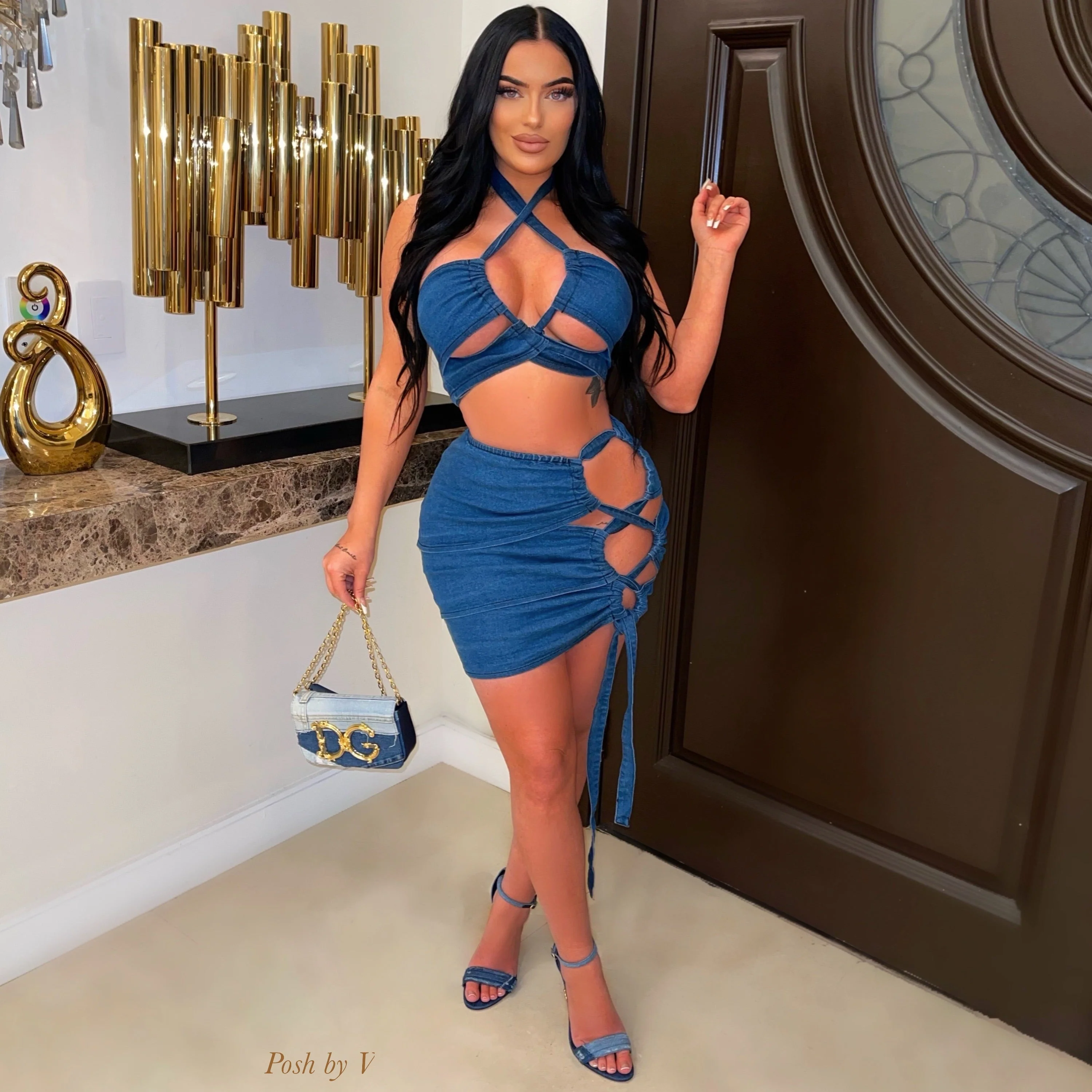 Feen denim skirt set