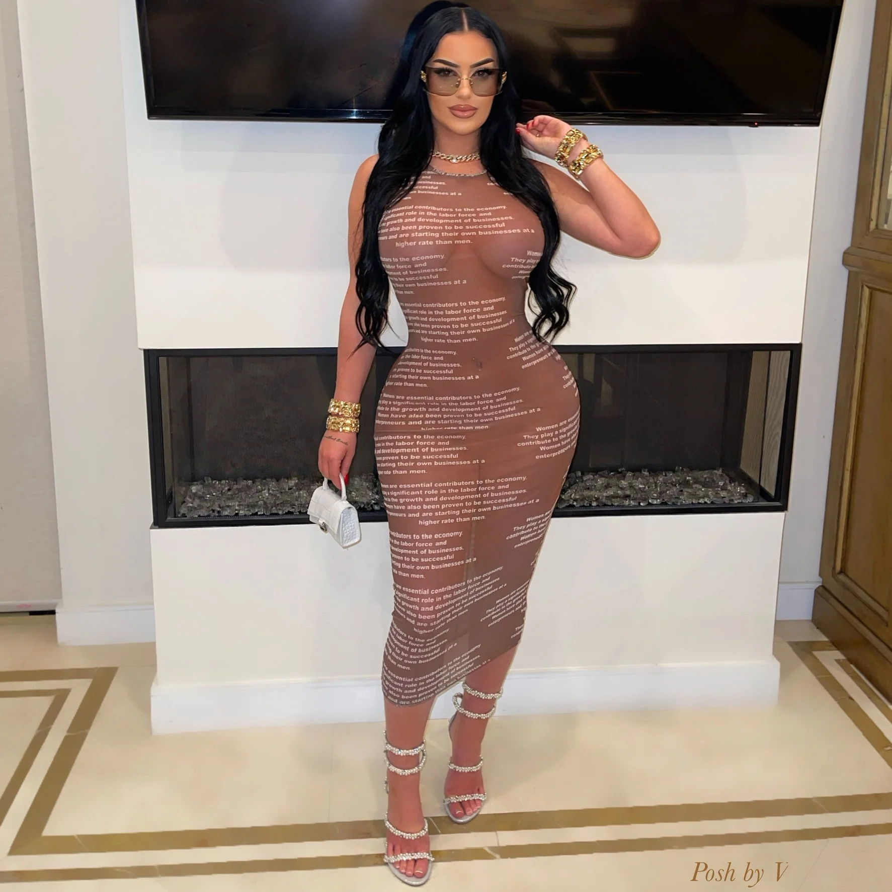Fierce midi dress (Brown/white) - Image 2