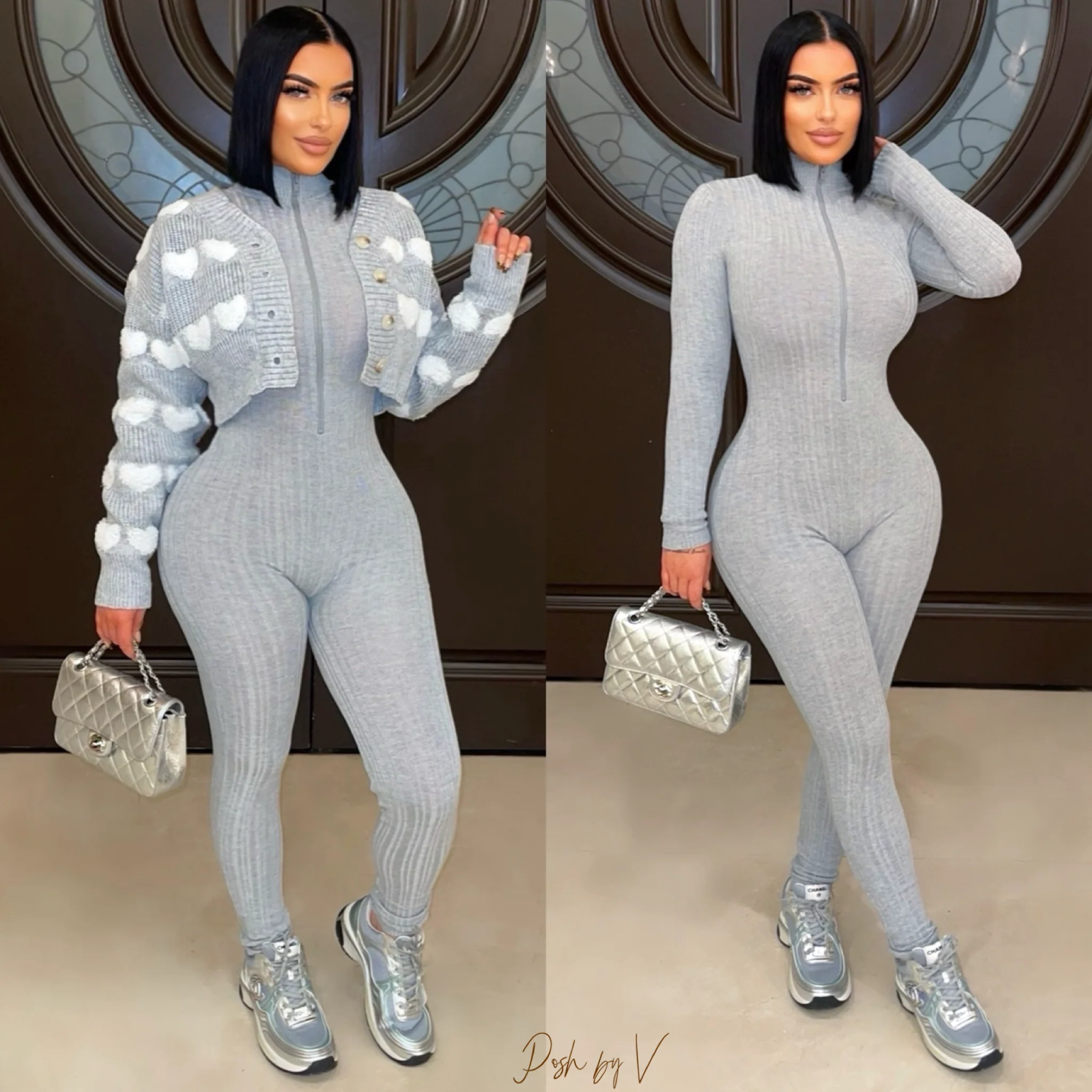 Ibiza rib jumpsuit (Grey) - Image 2