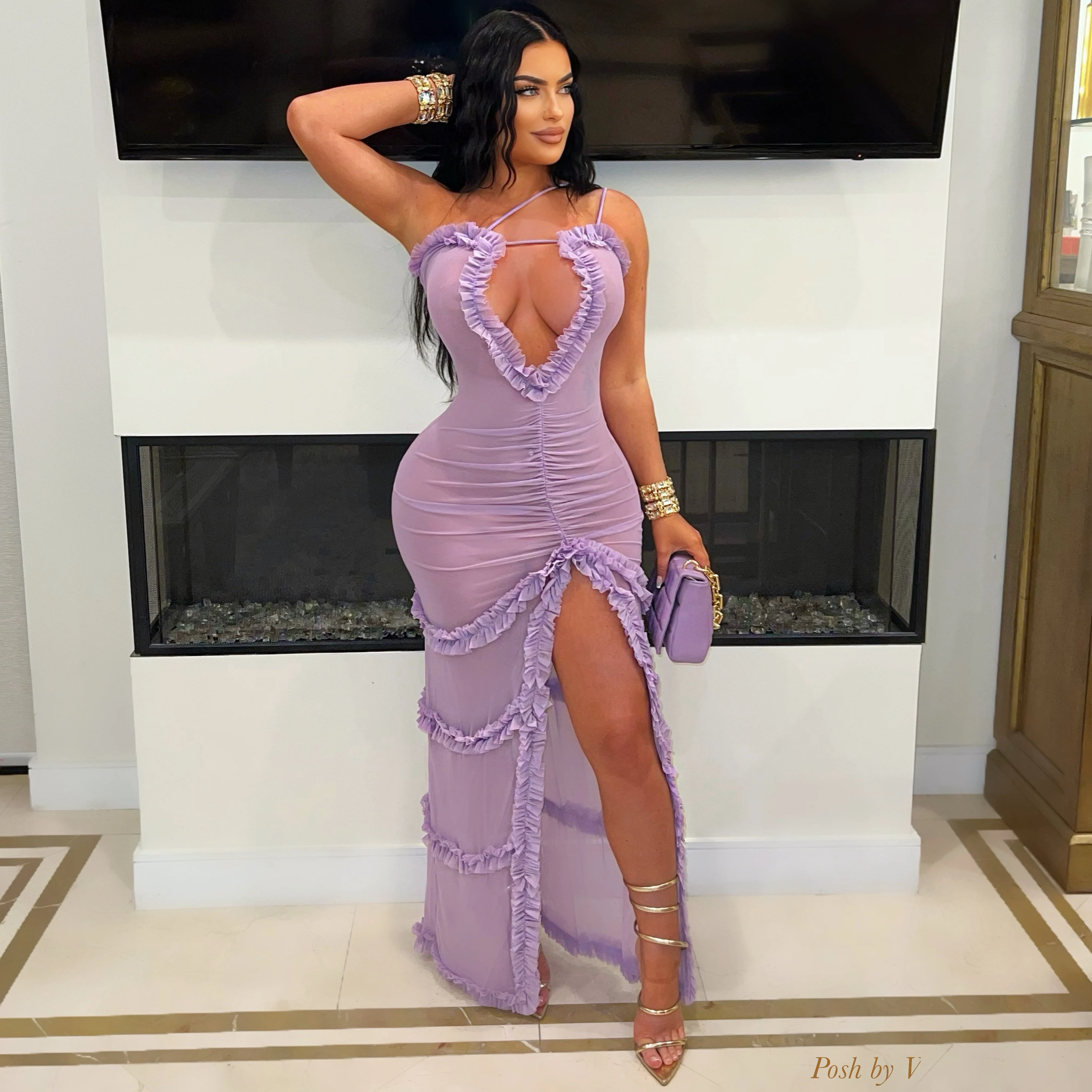 Jeze ruched maxi dress (Mint) - Image 2