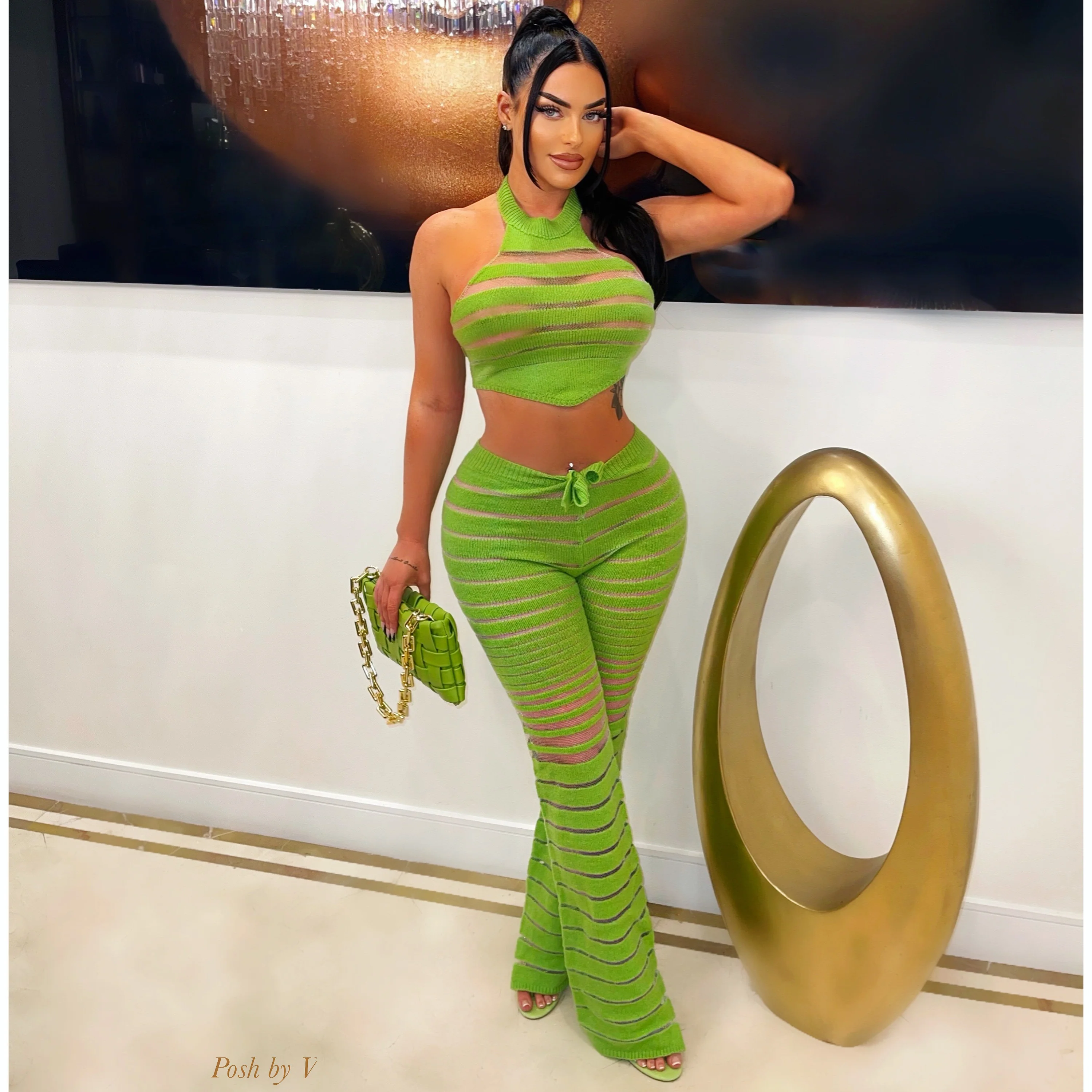 Kaoba knit pants set (Green)