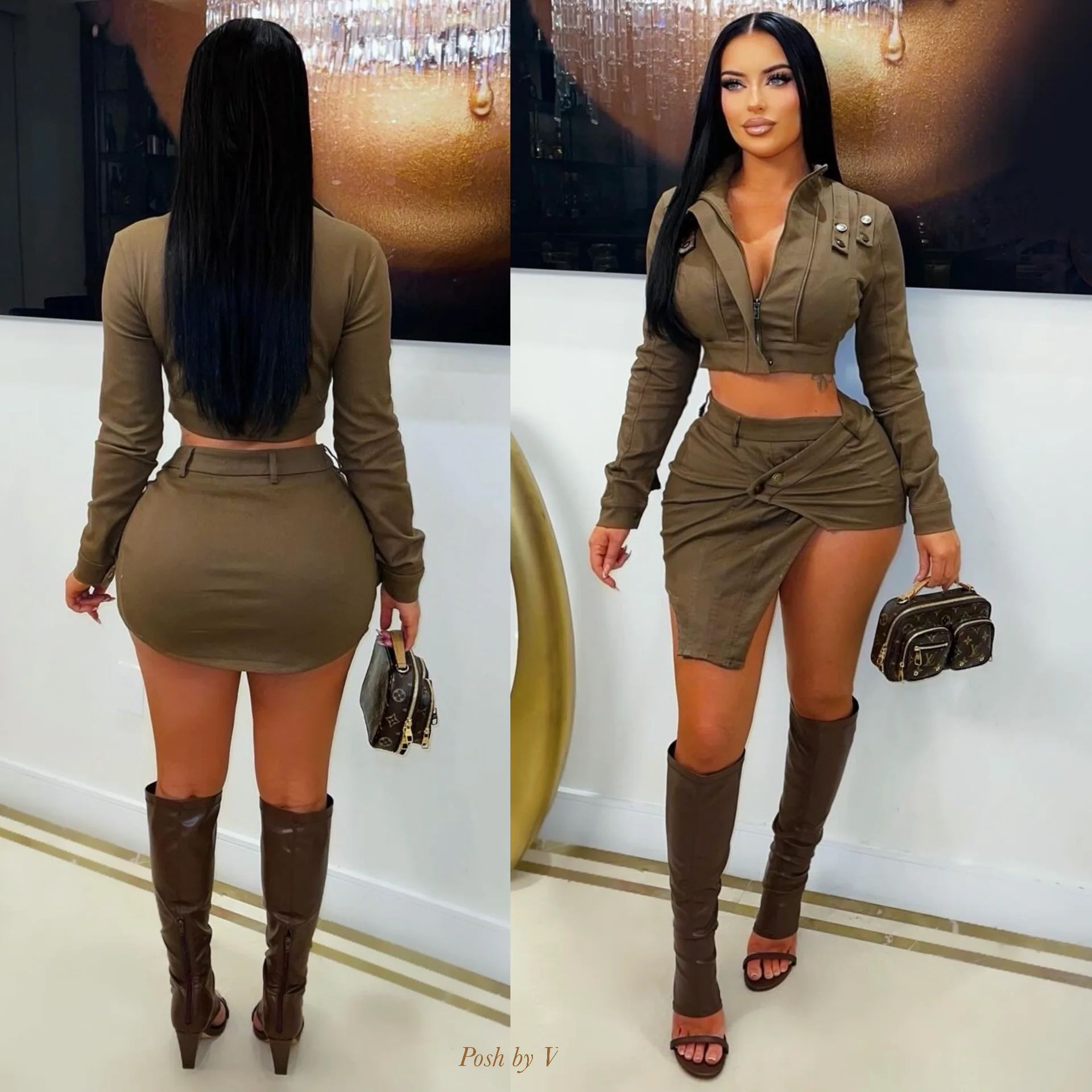 Khari mini skirt set (Brown) - Image 2