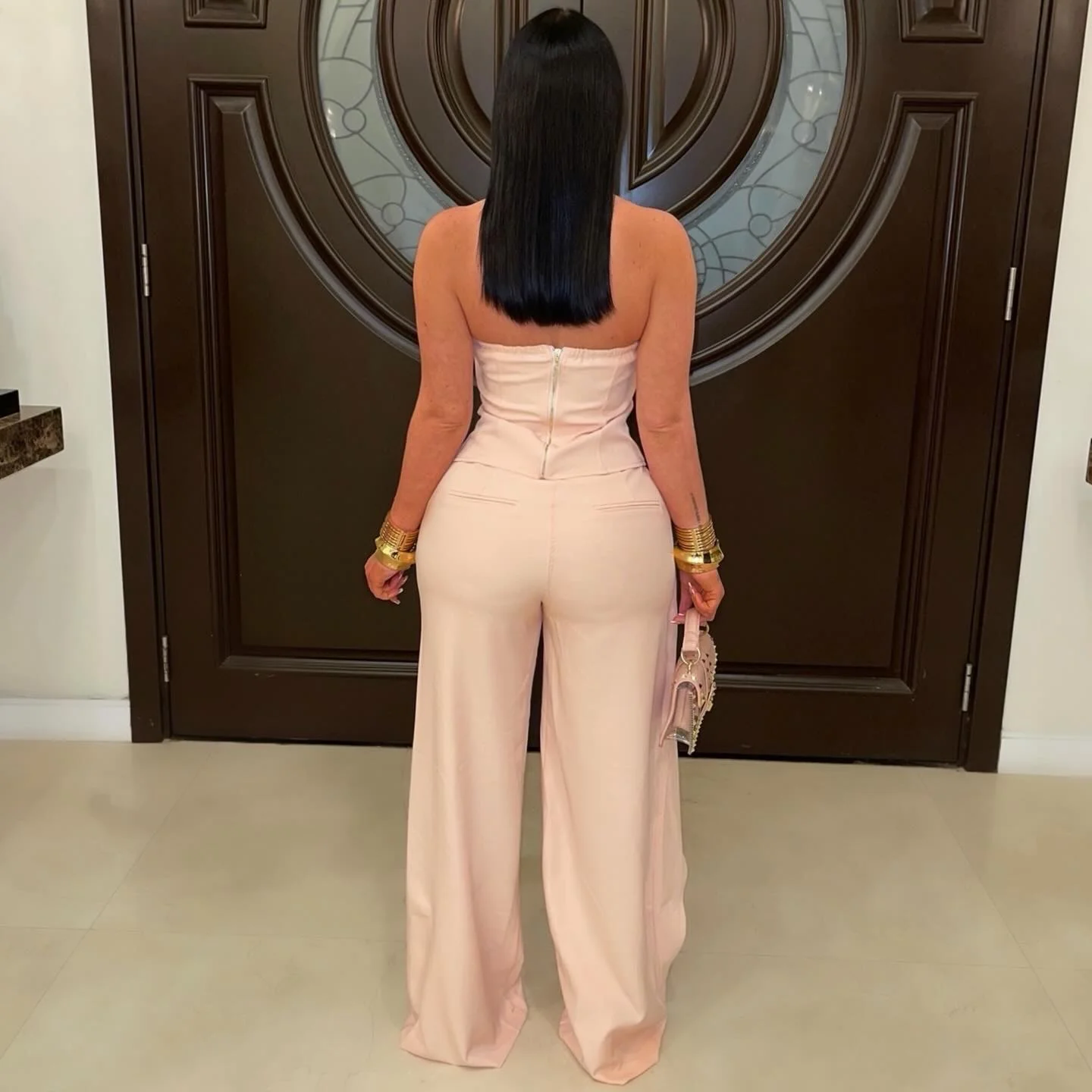 Lariel palazzo pants set (White) - Image 3