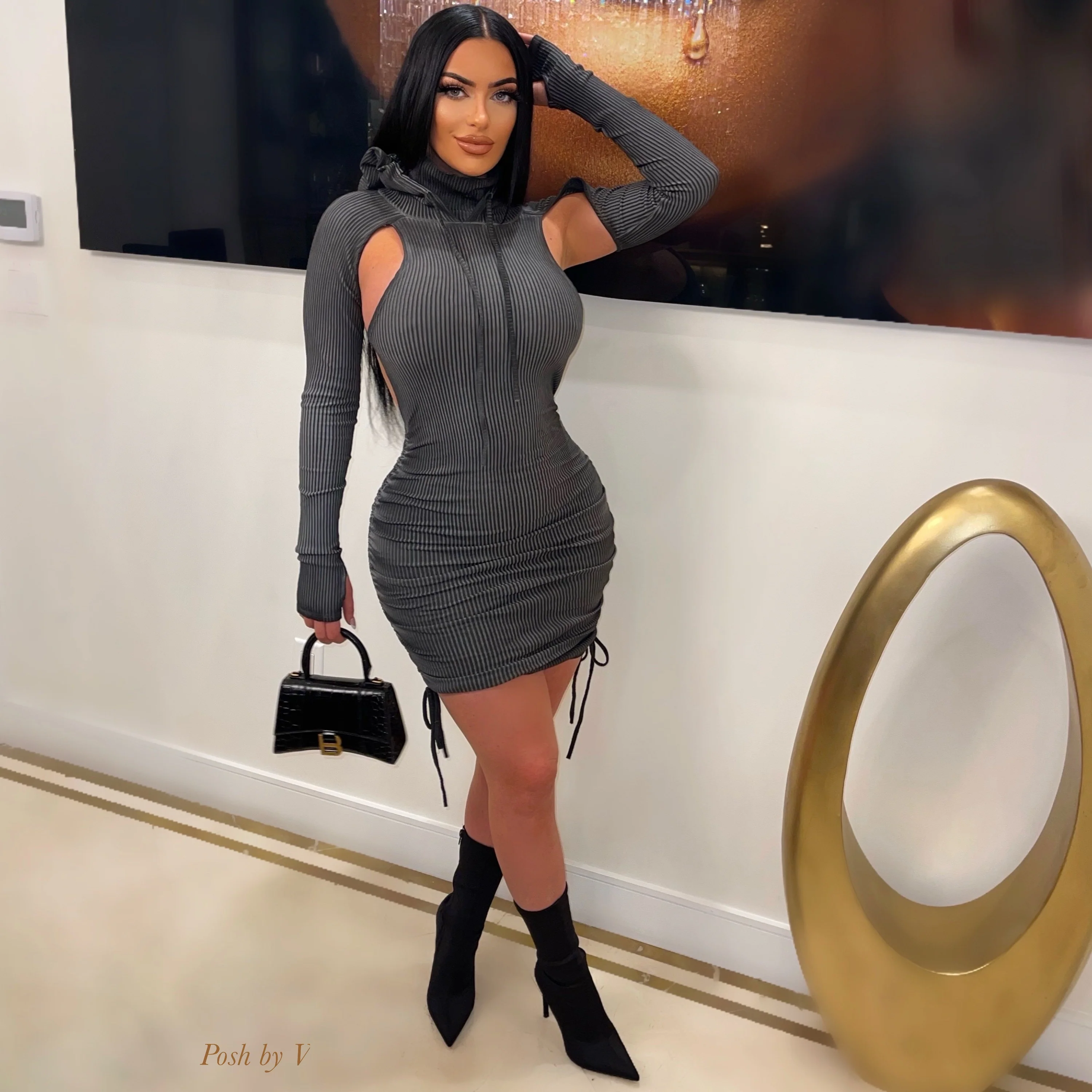 Laura rib mini dress (Olive) - Image 3