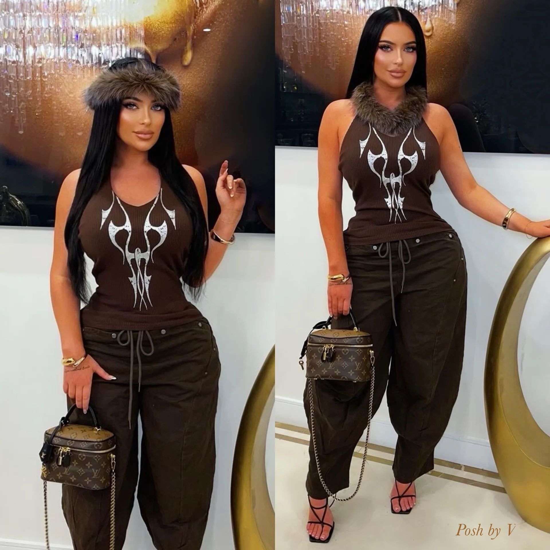 Rye wide pants (Brown) - Image 3