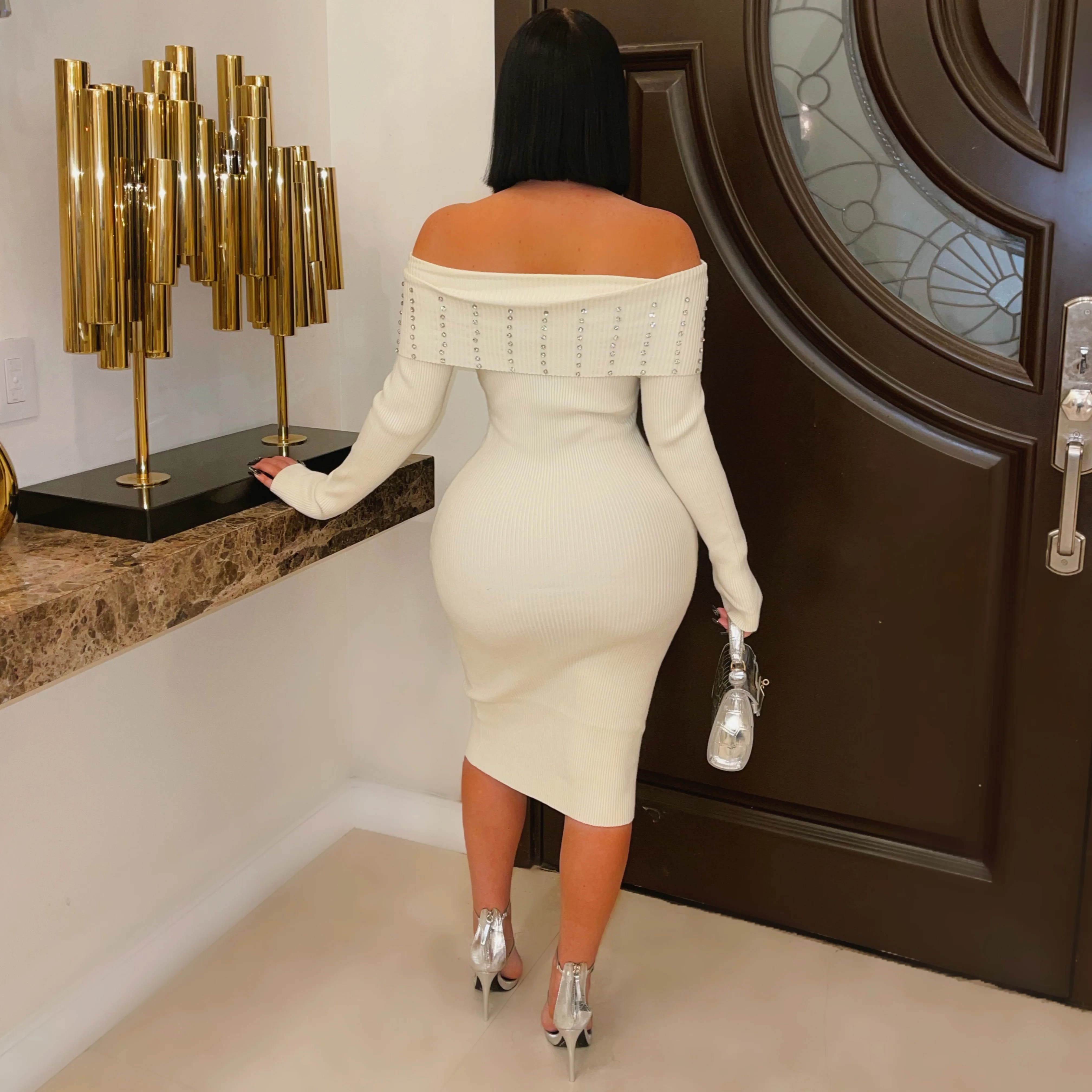 Maira crystal midi dress (Ivory) - Image 2