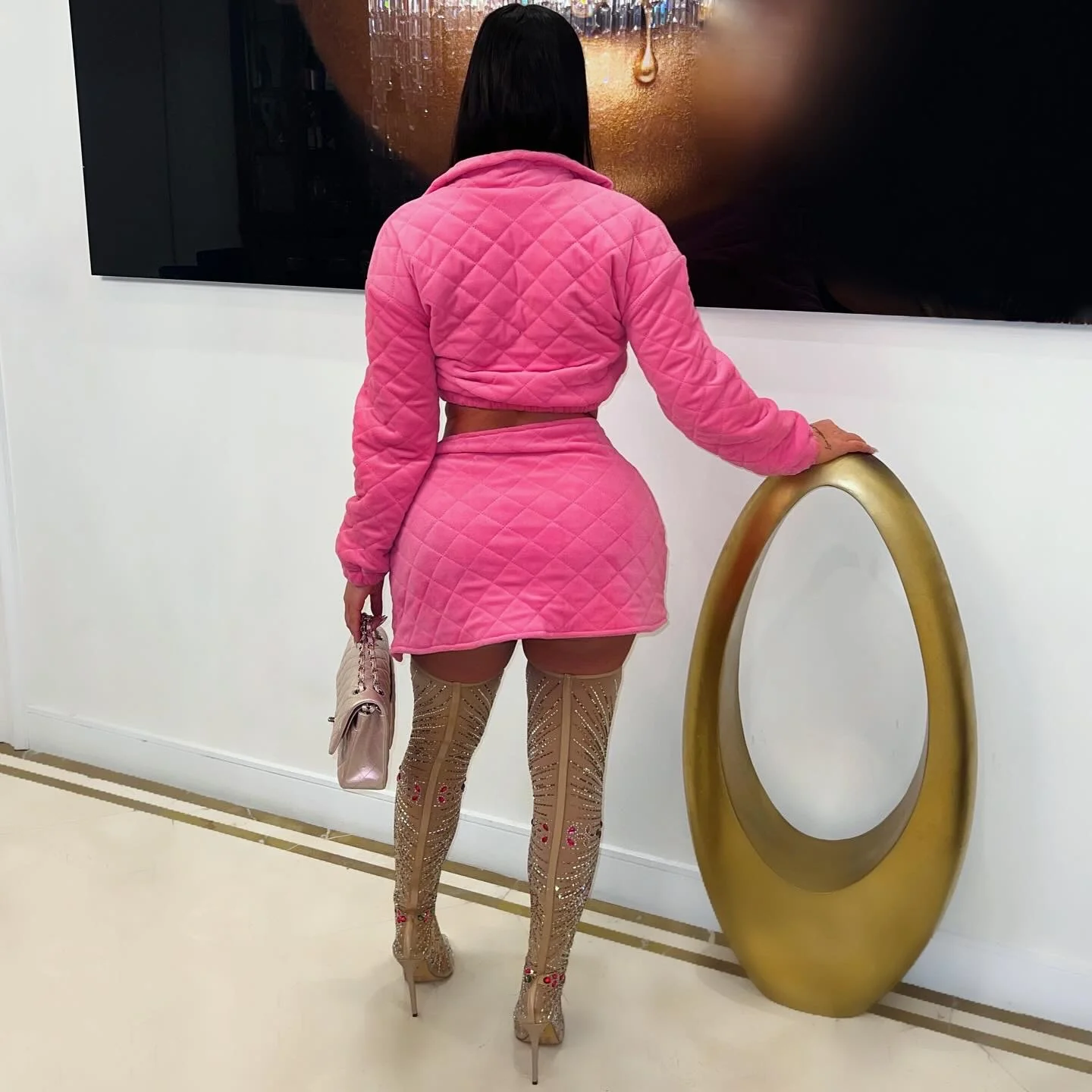 Milan quilted jacket set (Pink) - Image 2