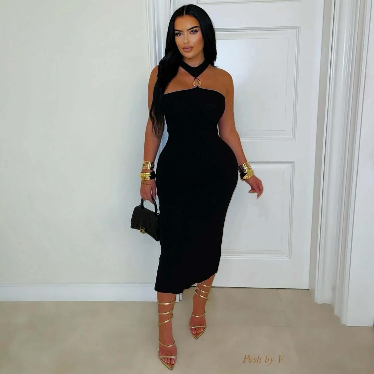 Mishi knit dress (Black/gold)
