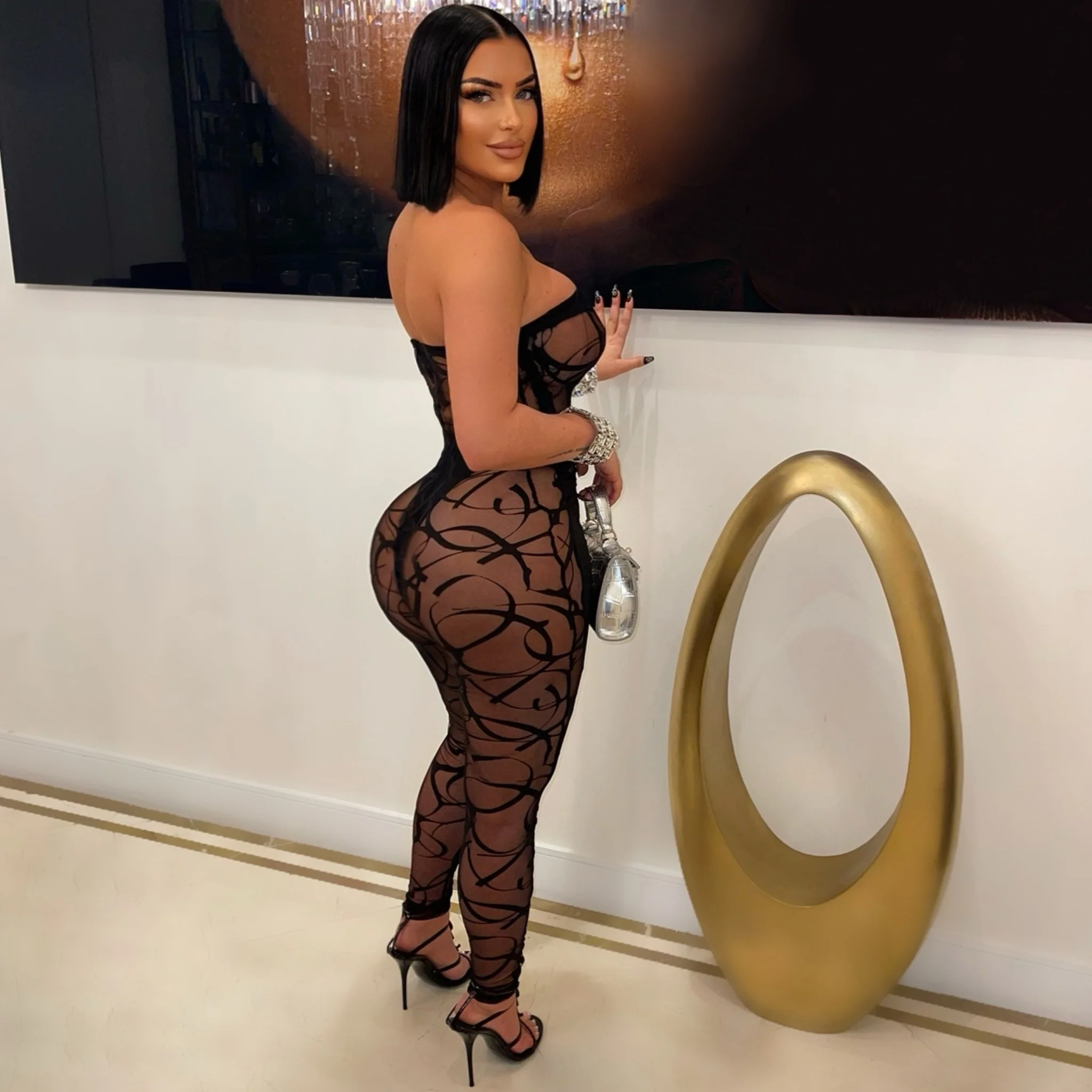 Moki lace caged jumpsuit (Black) - Image 2