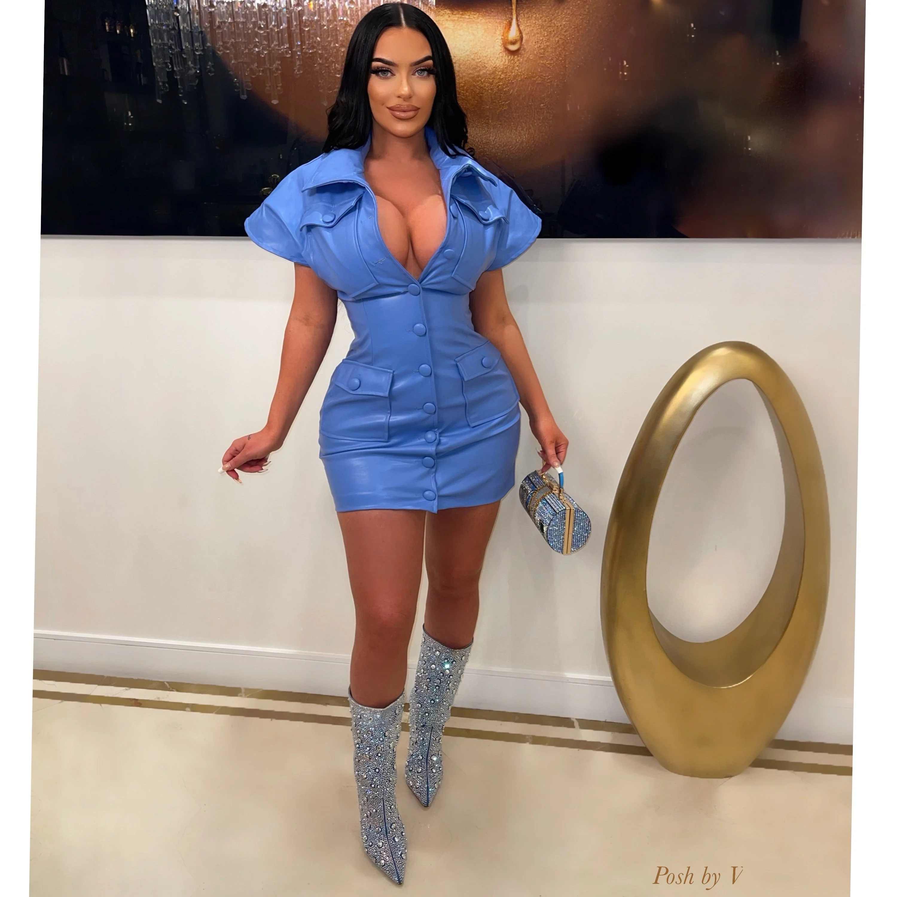 Nyza leather mini dress (Blue)