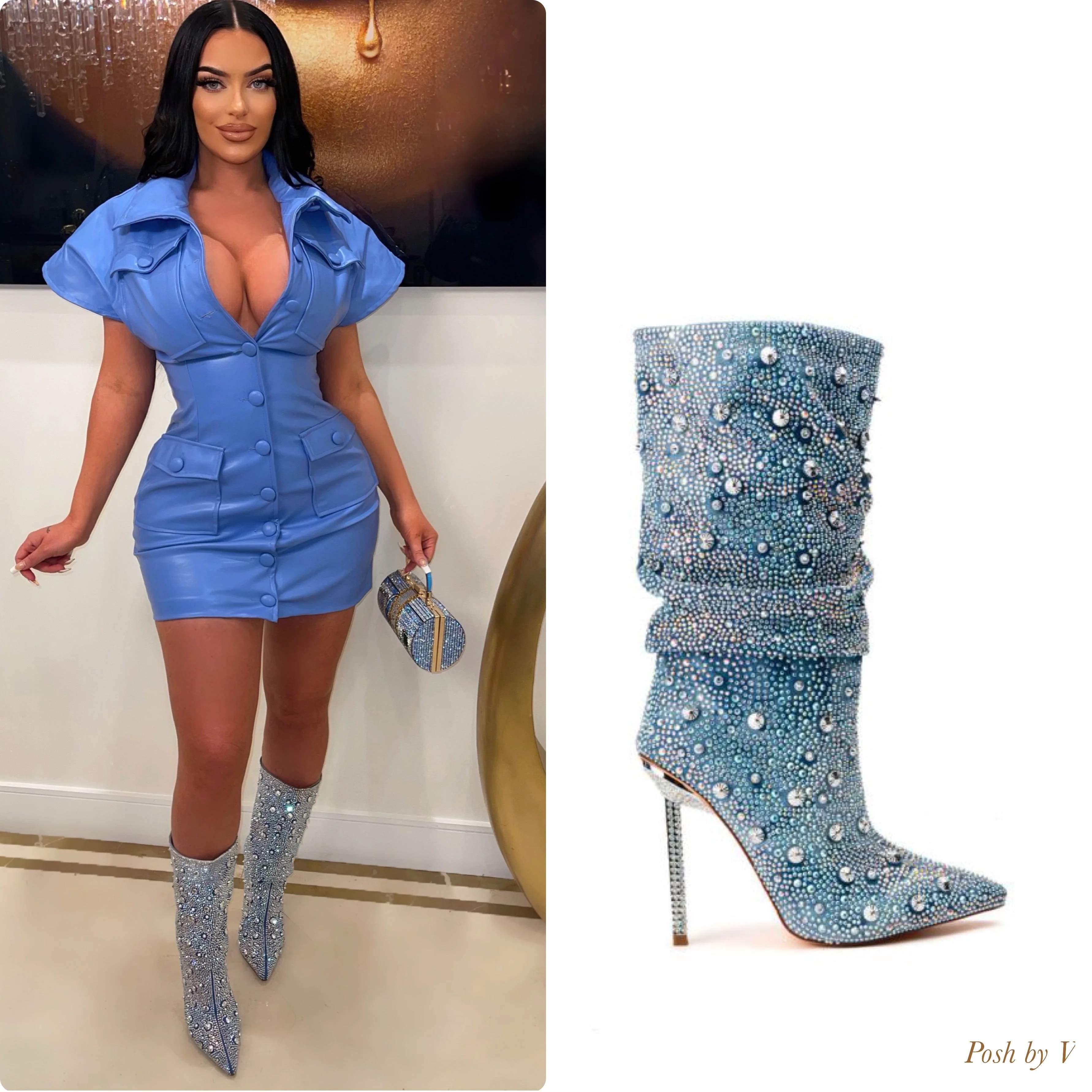 Nyza leather mini dress (Blue) - Image 3