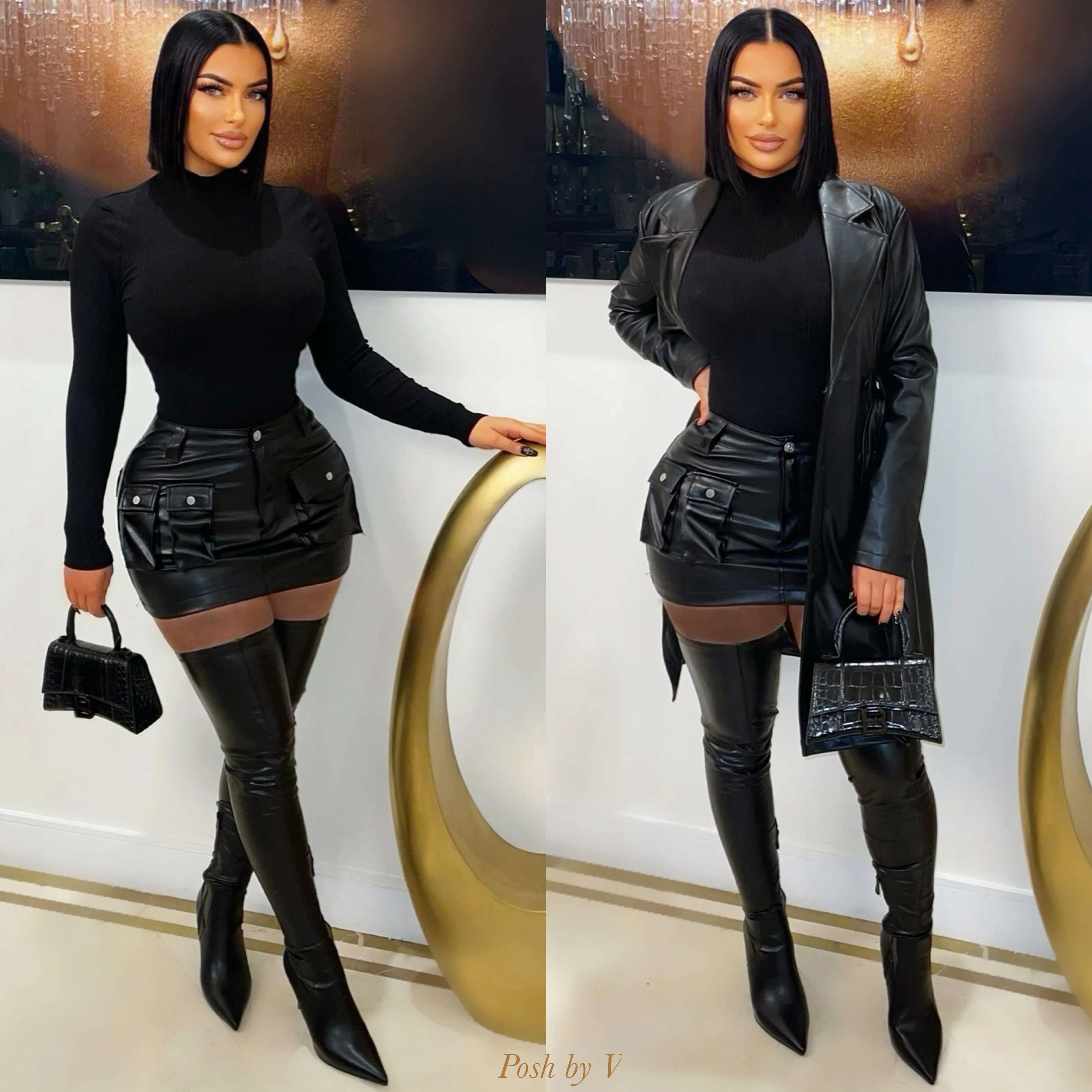 Paris thigh high boots (Black) - Image 4
