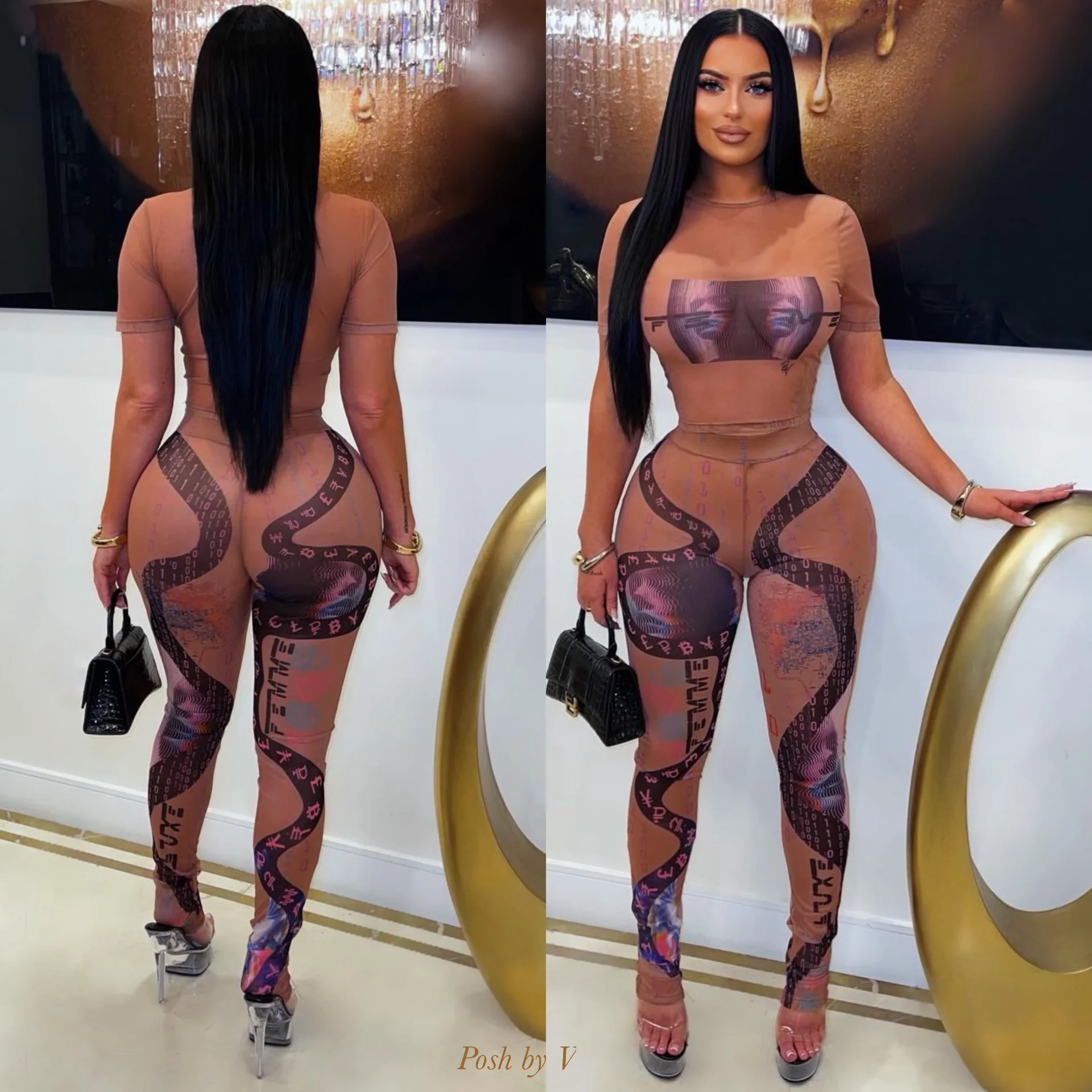 Posh femme leggings set (Nude multi) - Image 4