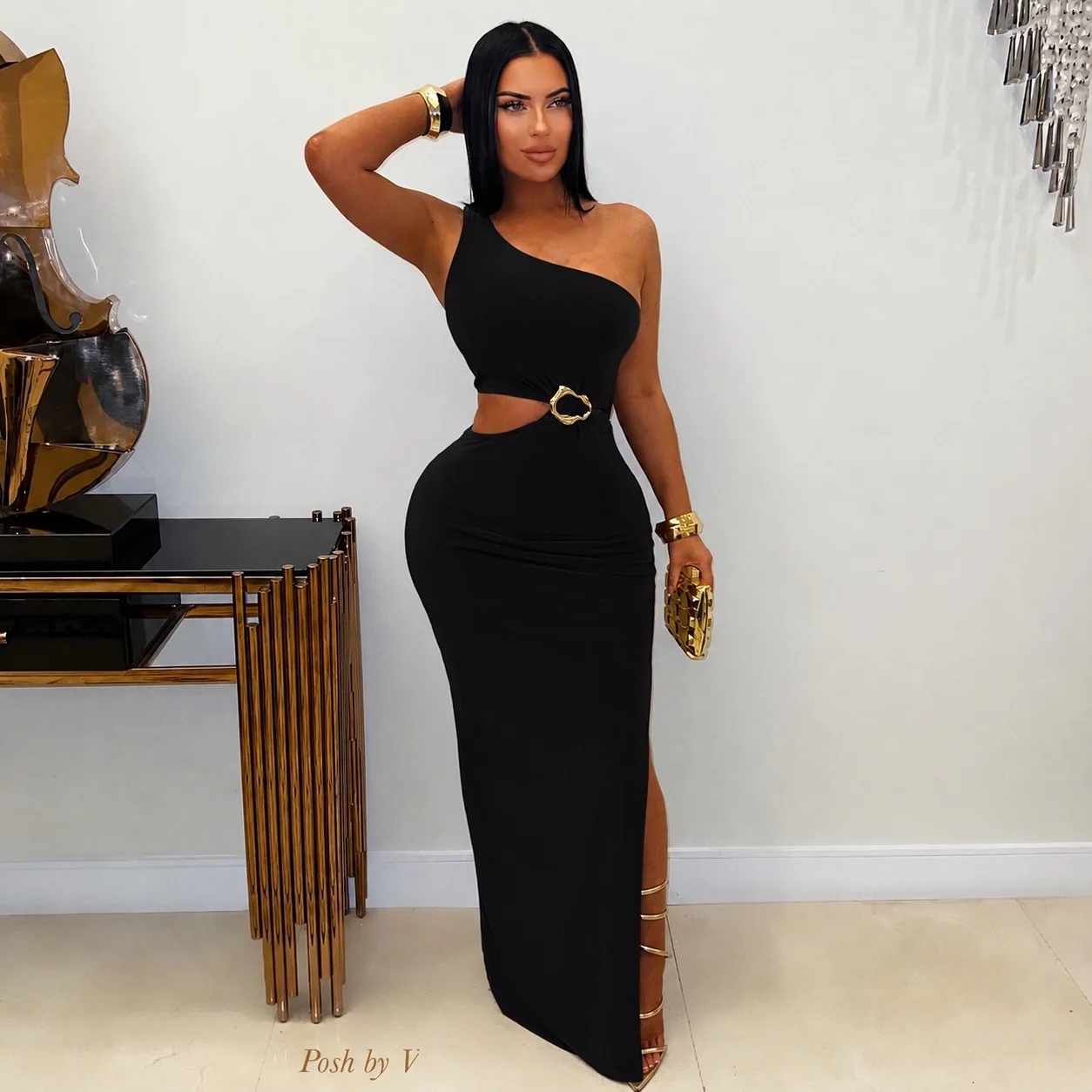Rafine maxi dress (Black/gold)