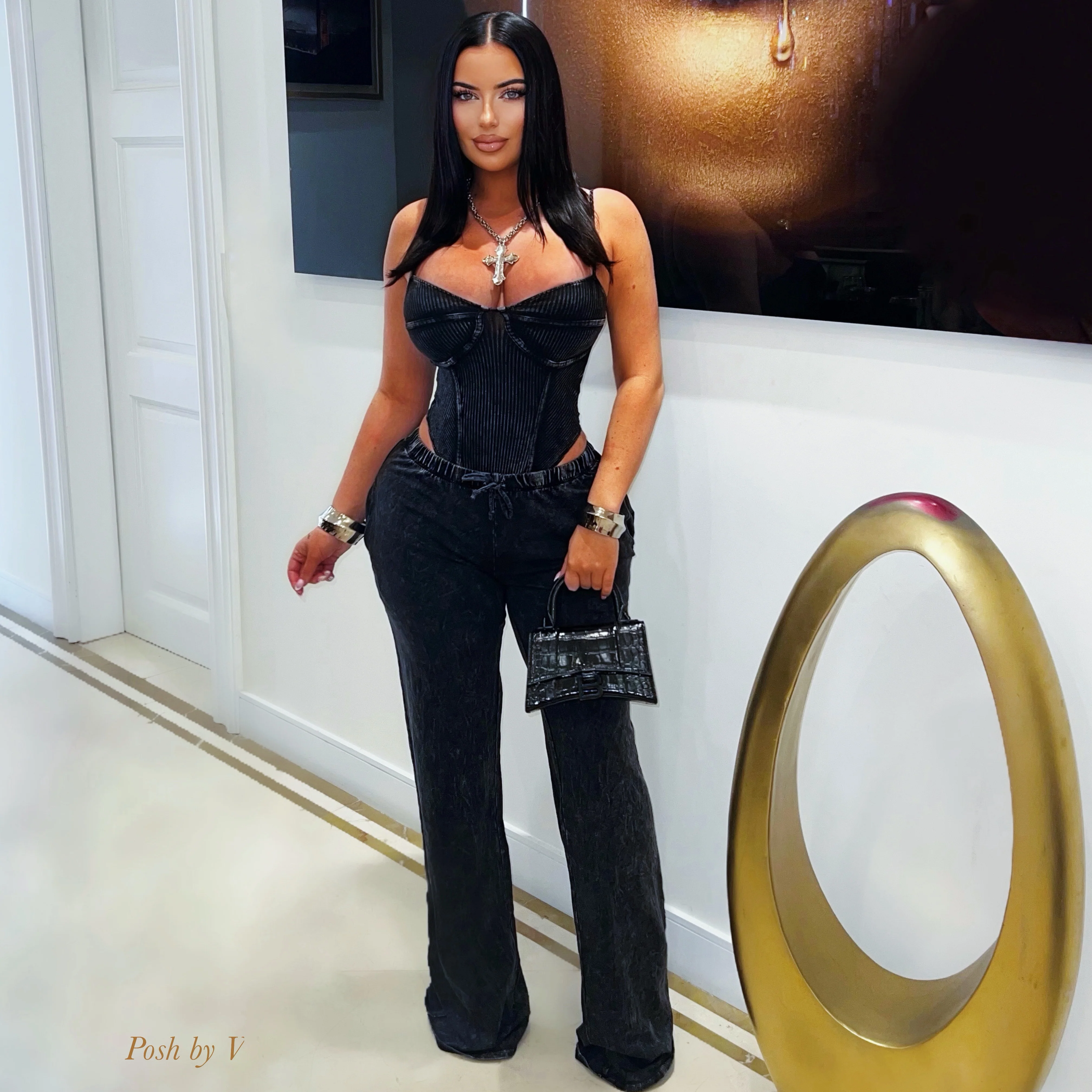 Rema bodysuit/jogger set (Black)