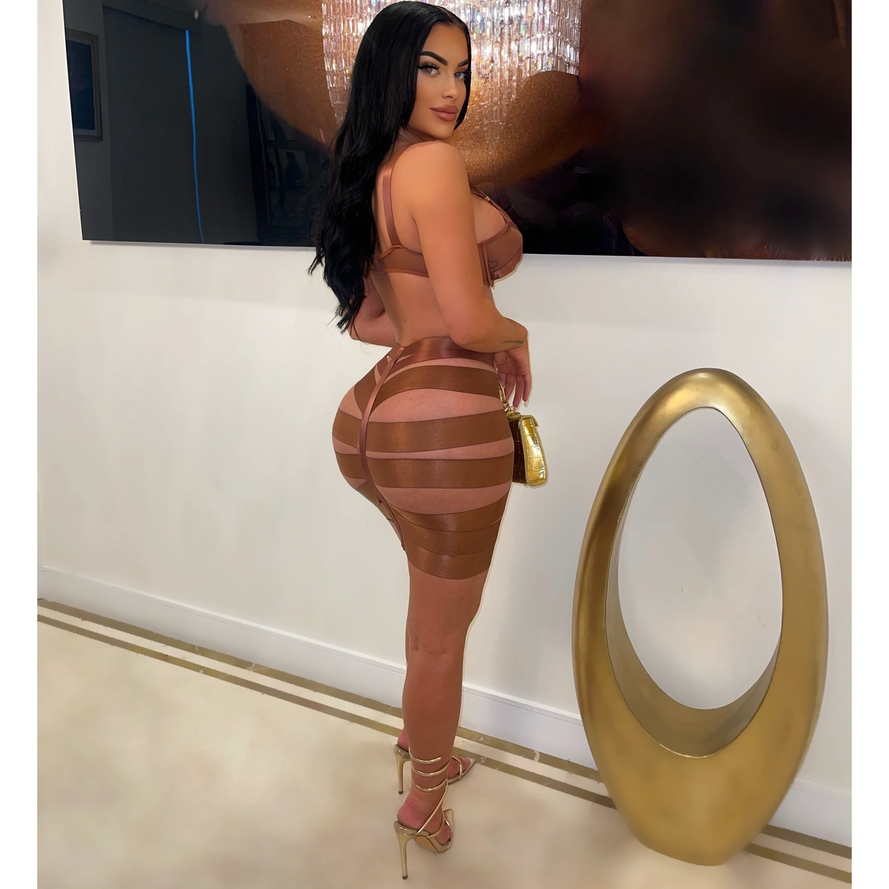 Ruby caged skirt set (Mocha) - Image 2
