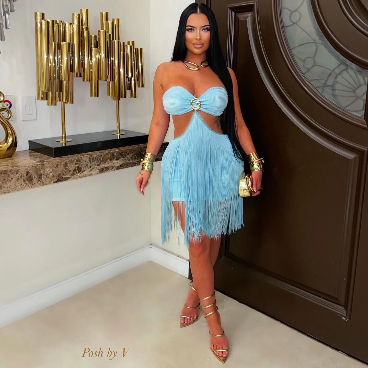 Sachel tassel dress (Blue/gold)