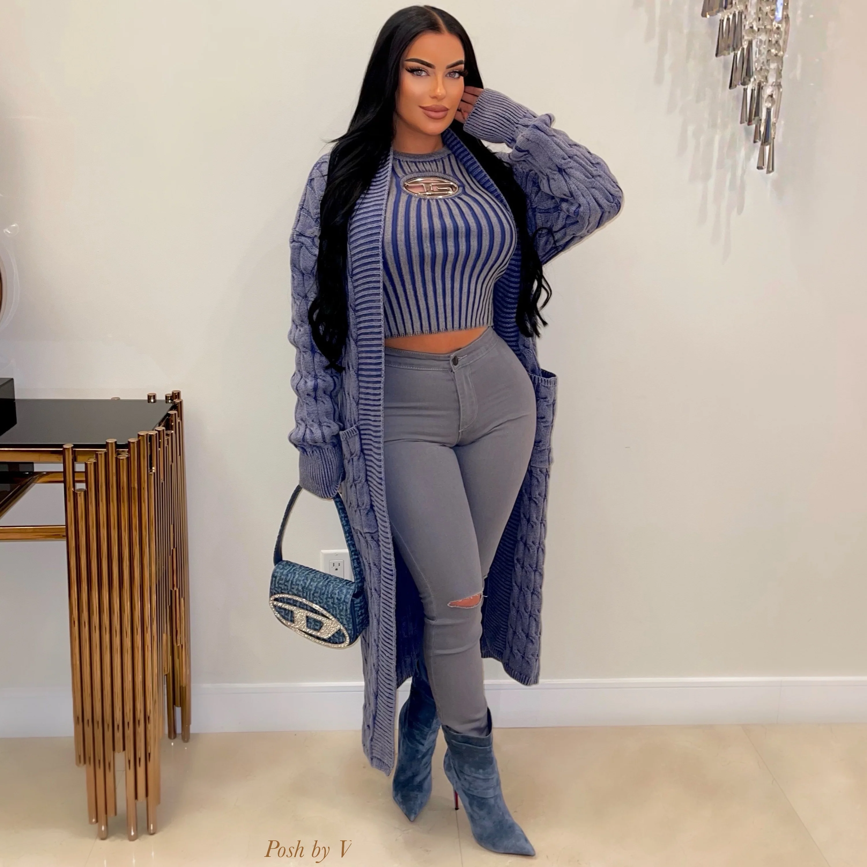 Sade slit Jeans (Grey) - Image 4