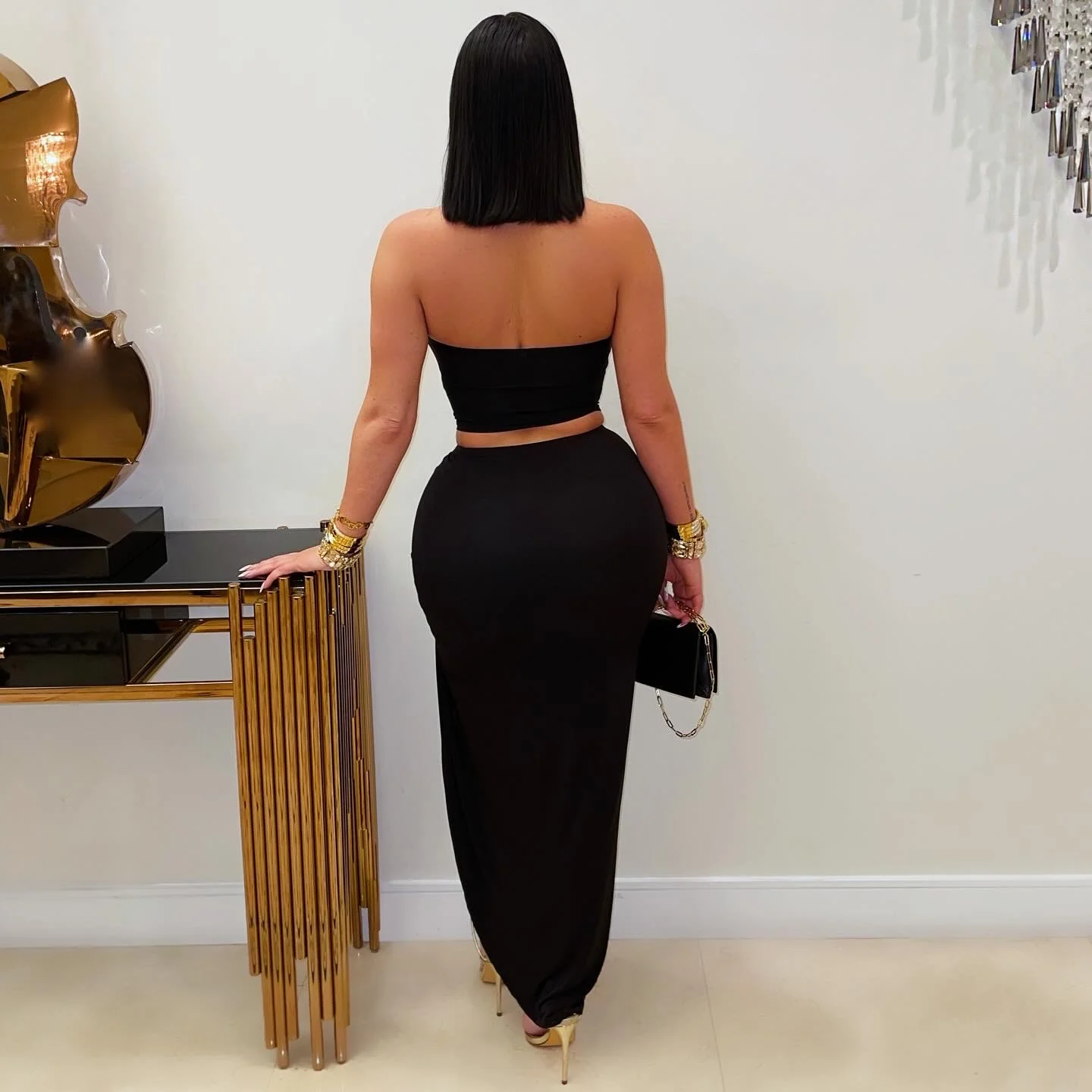 Sashi skirt set (Black/gold) - Image 2