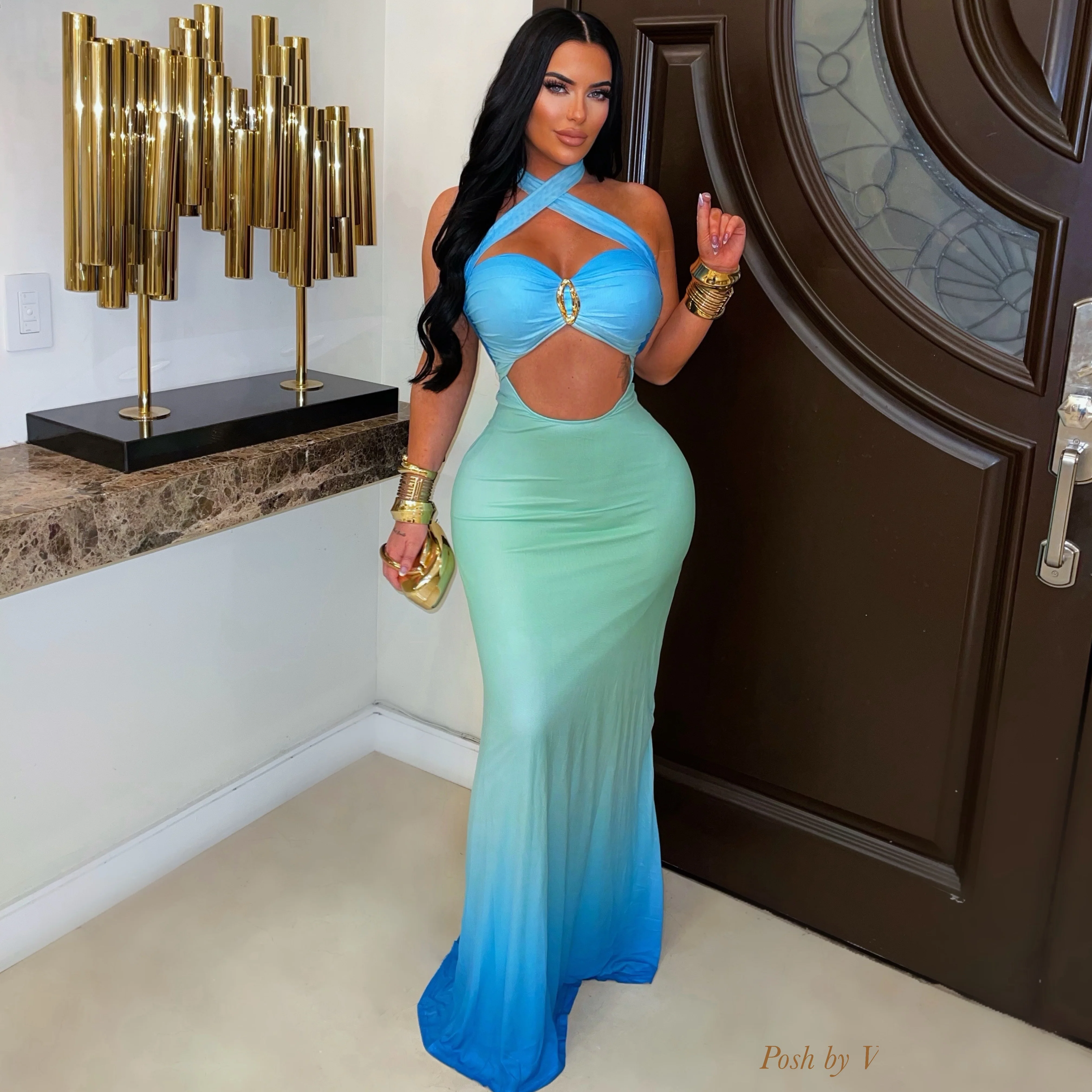 Solara maxi dress (Blue ombré)
