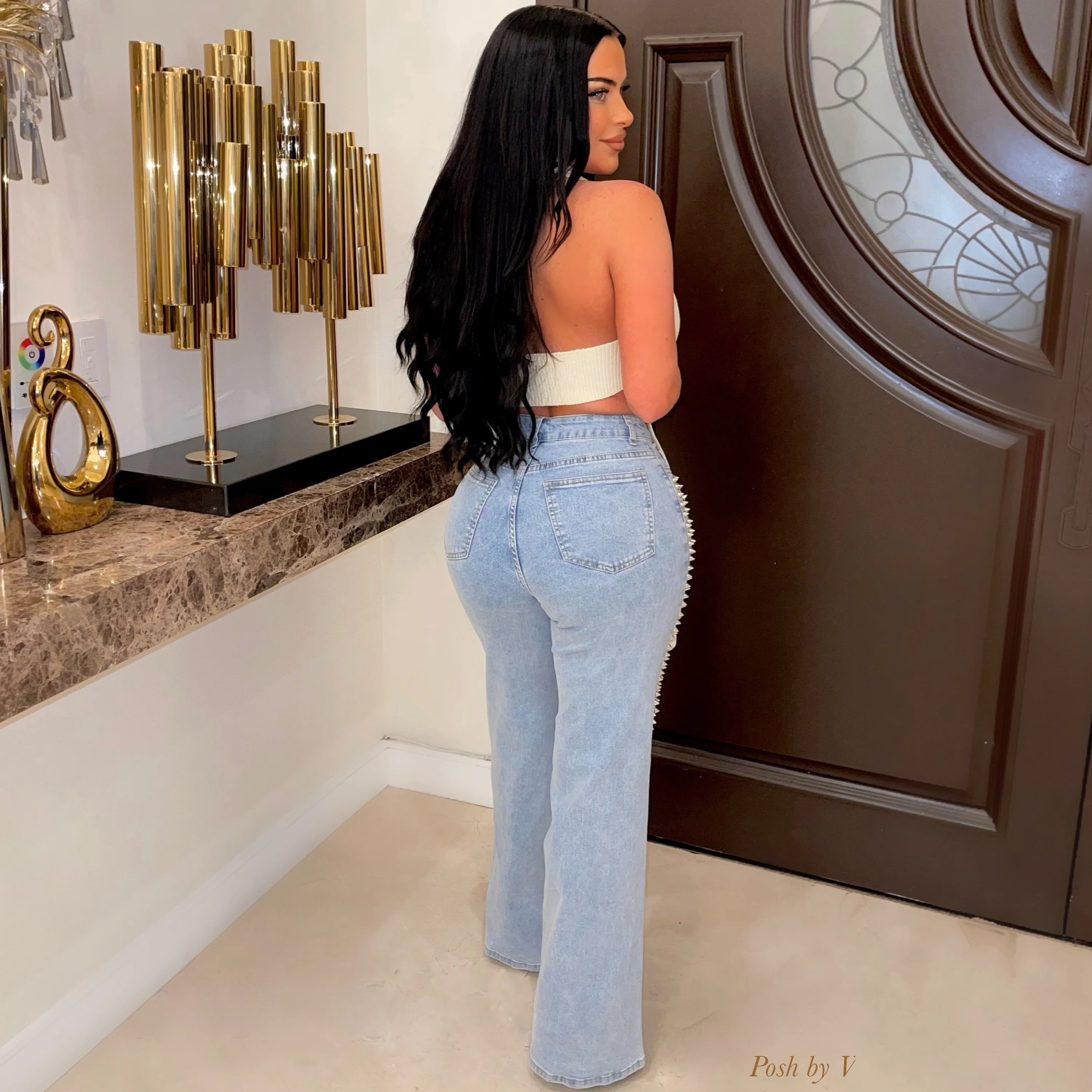 Spike jeans (Blue/silver) - Image 2