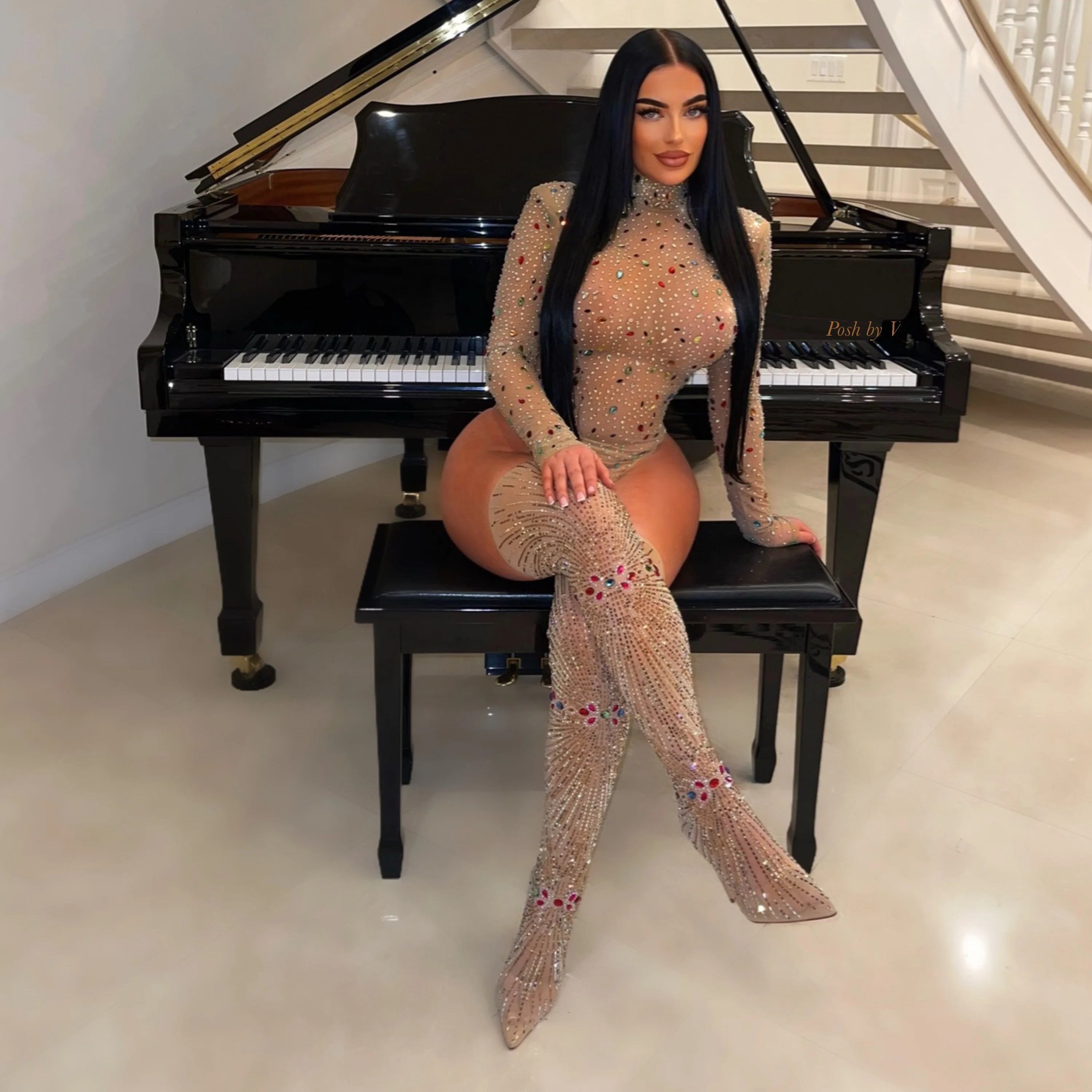 Starlight crystal boots (Nude multi)
