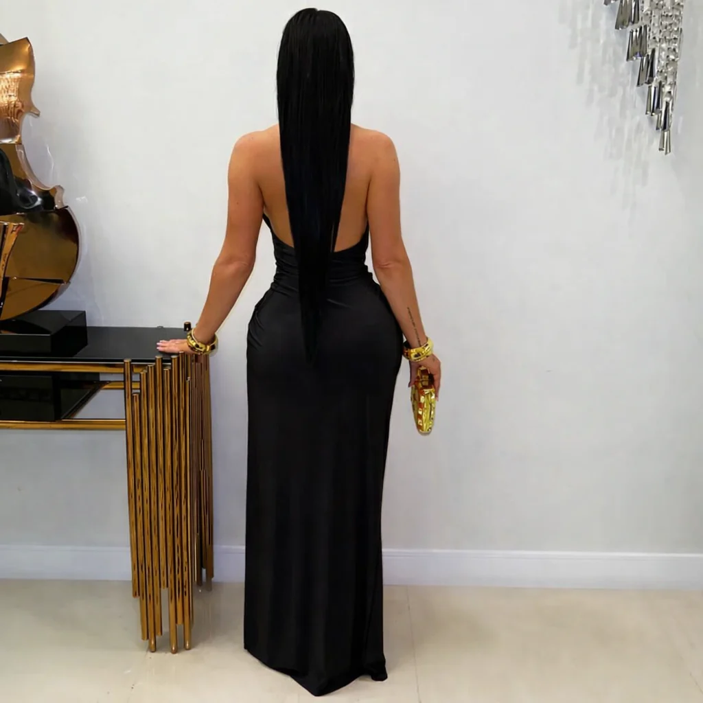 Veline maxi dress (Black) - Image 2